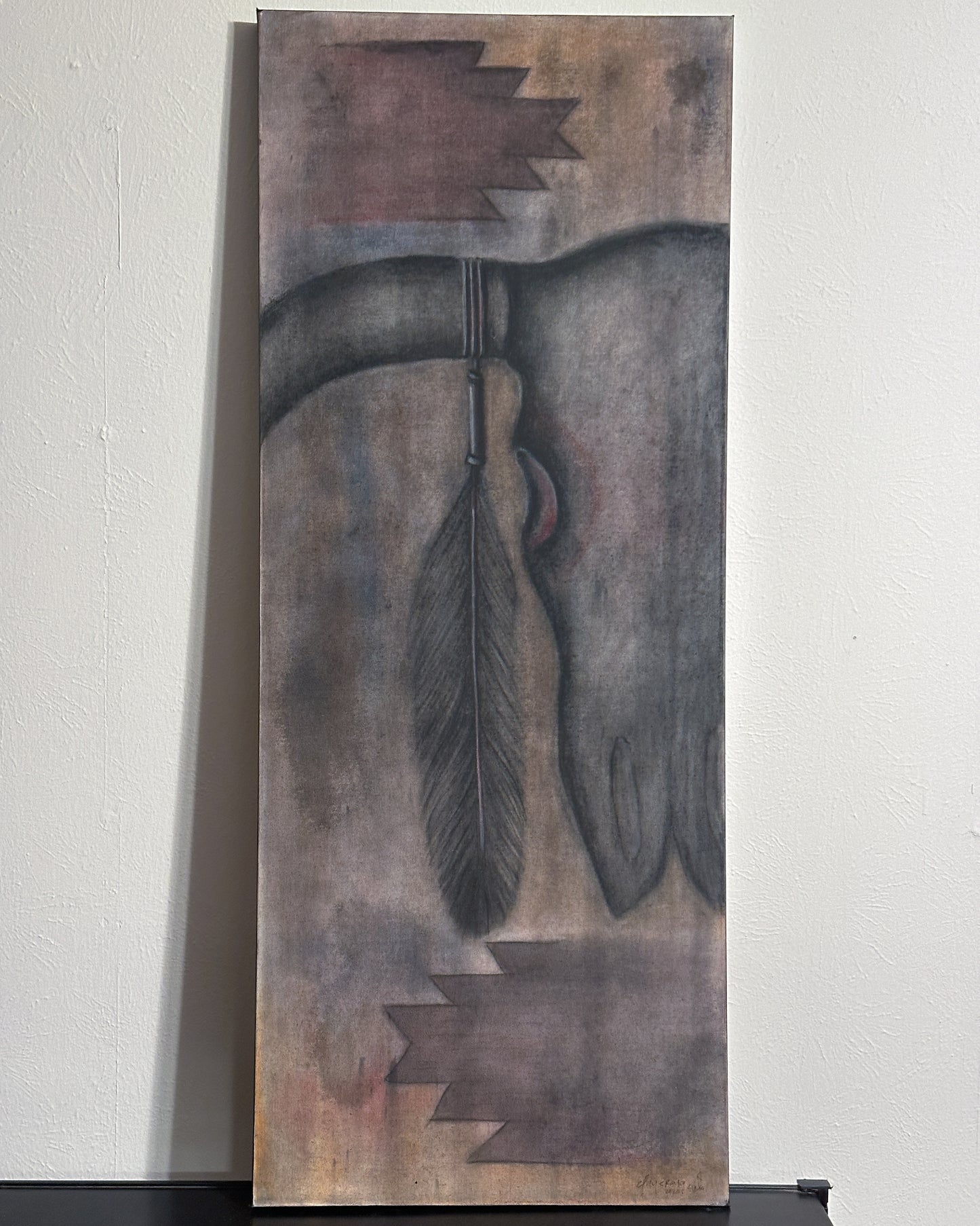 The Keeper, original charcoal and pastel artwork on canvas