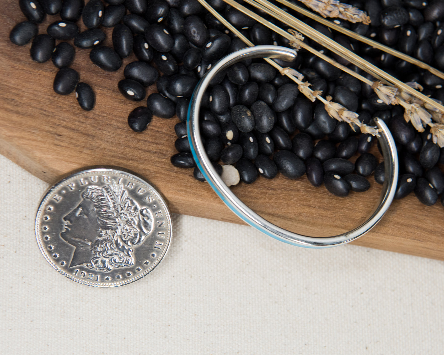 Kingman turquoise inlay cuff, additional view