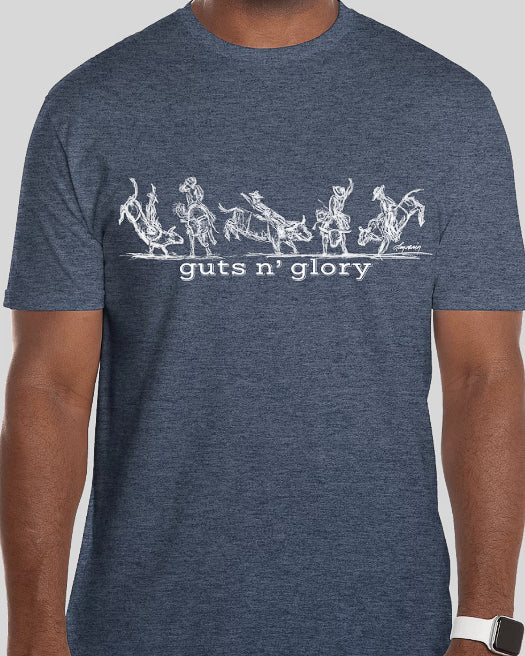 Wild Rodeo Collection Guts N' Glory Bulls T-shirt, heather navy