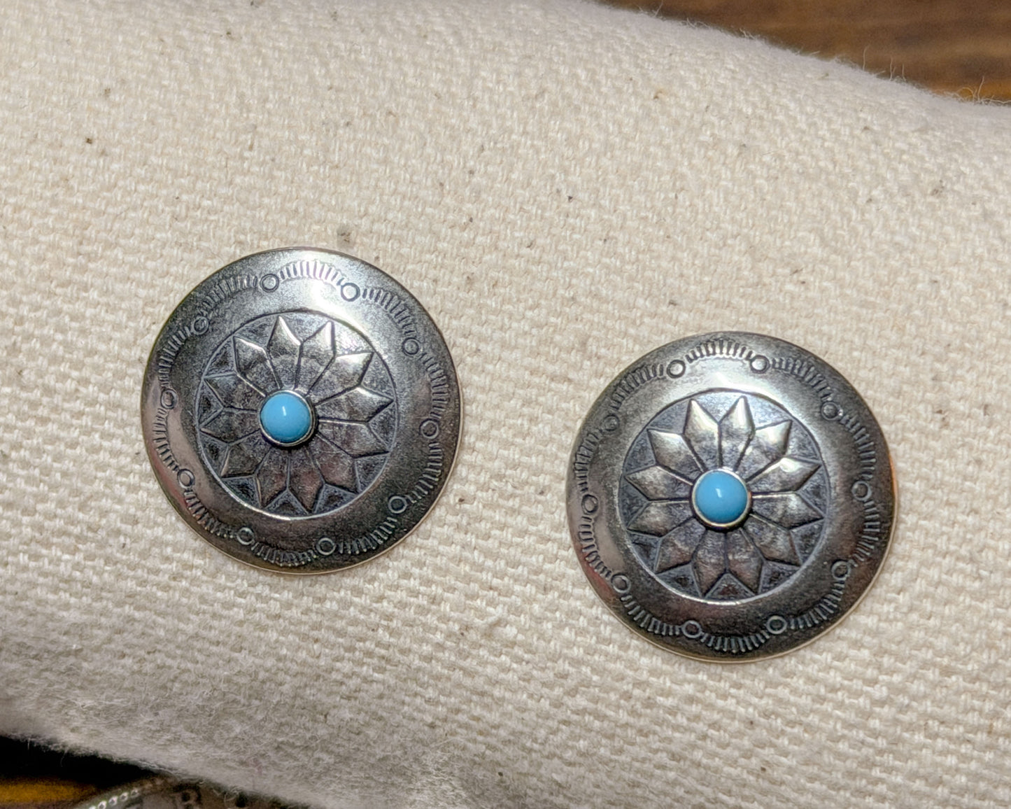 Sterling Silver and Turquoise Round Earrings
