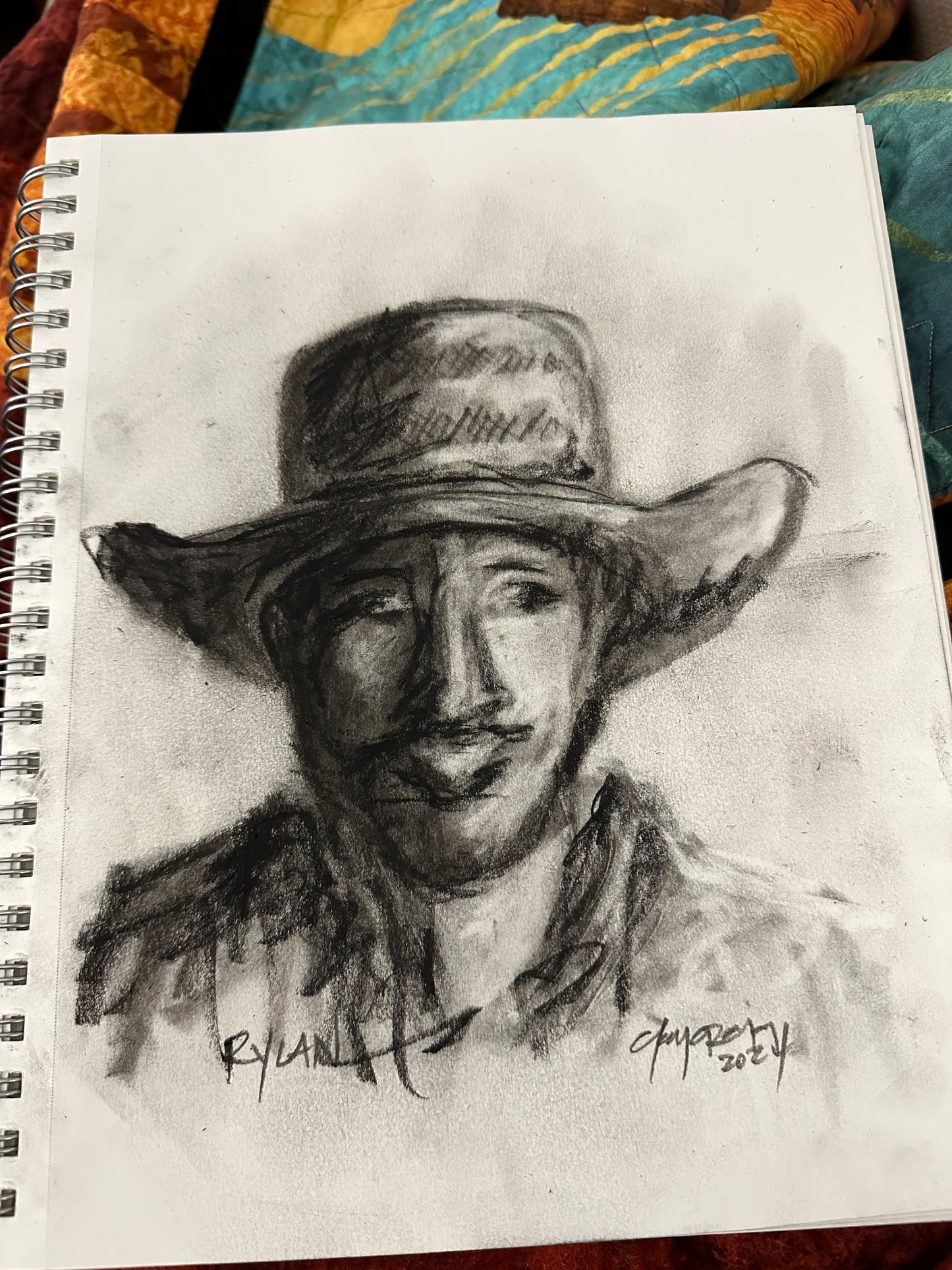 Custom charcoal portrait sketch example