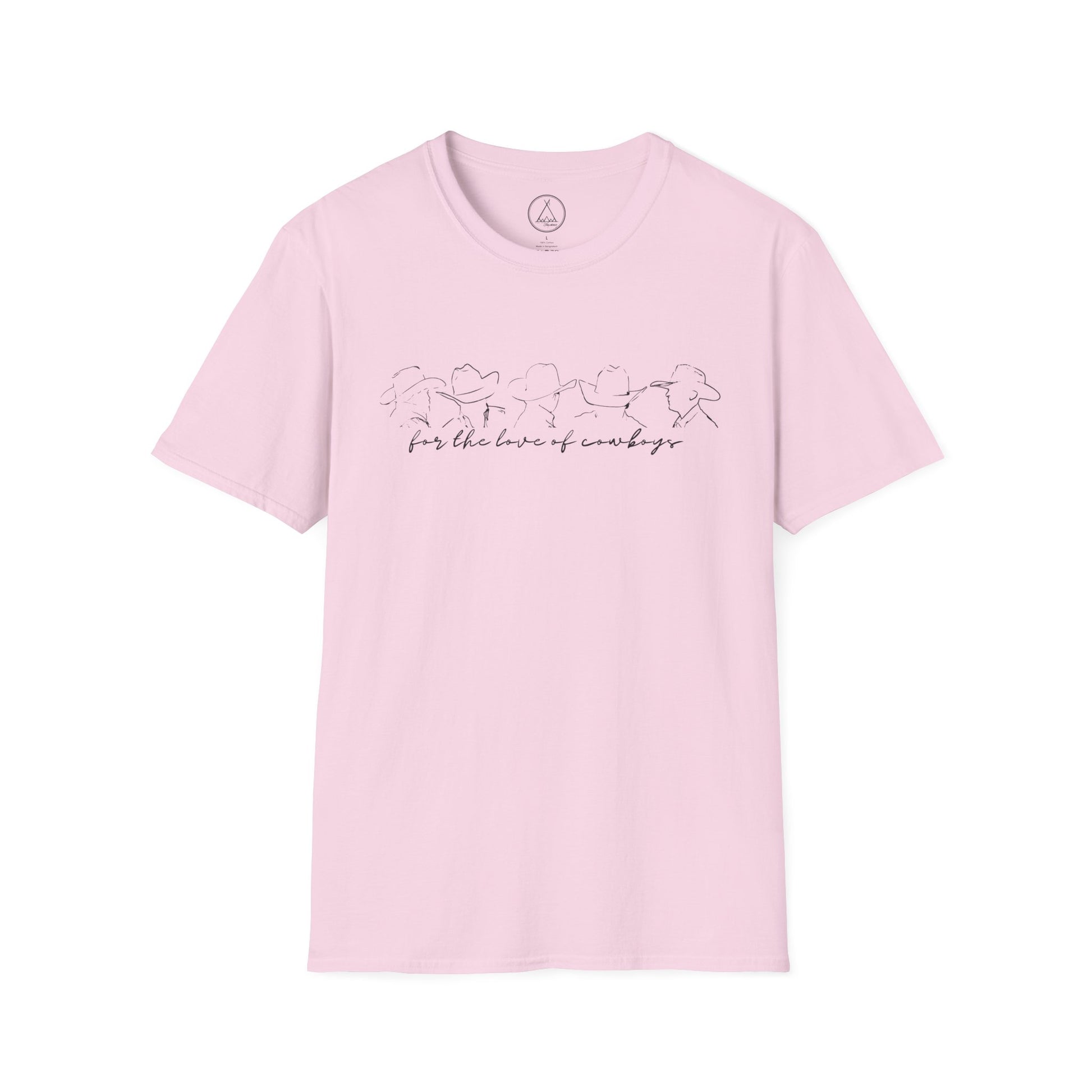 For The Love Of Cowboys tee with hand-drawn bird line art design
