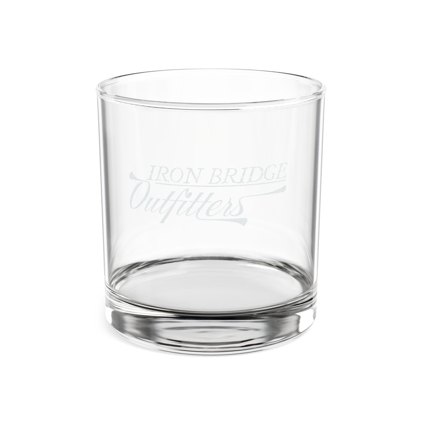 Iron Bridge Outfitters engraved whiskey rocks glass, 10.5oz
