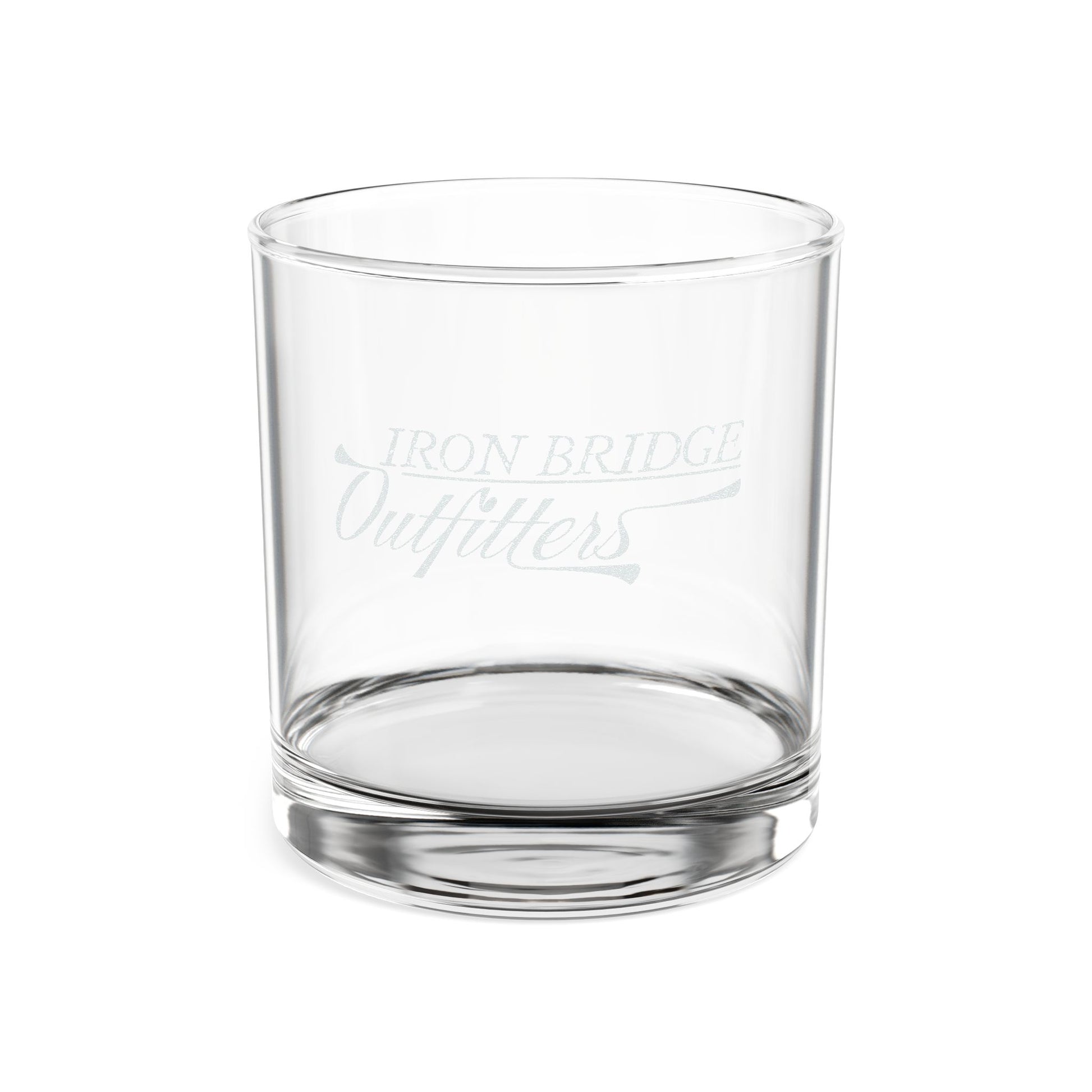 Iron Bridge Outfitters engraved whiskey rocks glass, 10.5oz