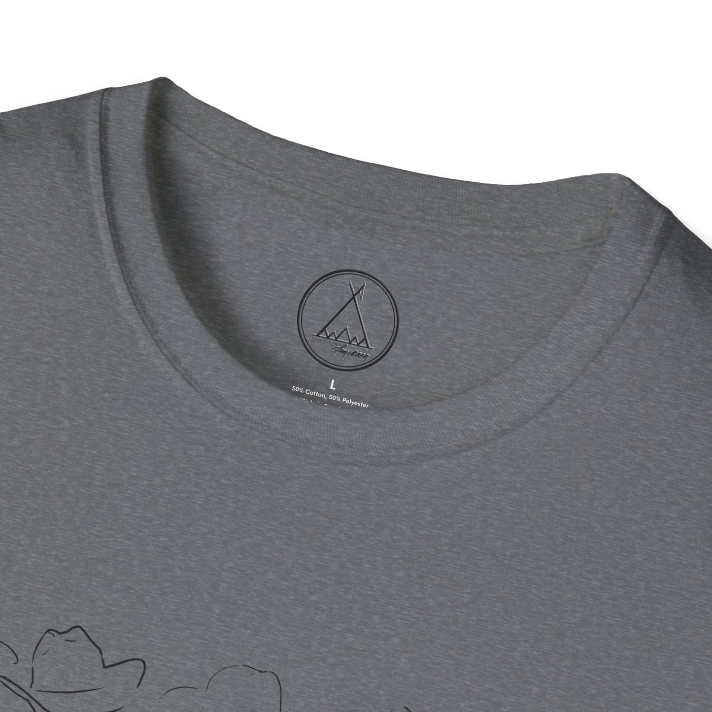 For The Love Of Cowboys tee with hand-drawn bird line art design