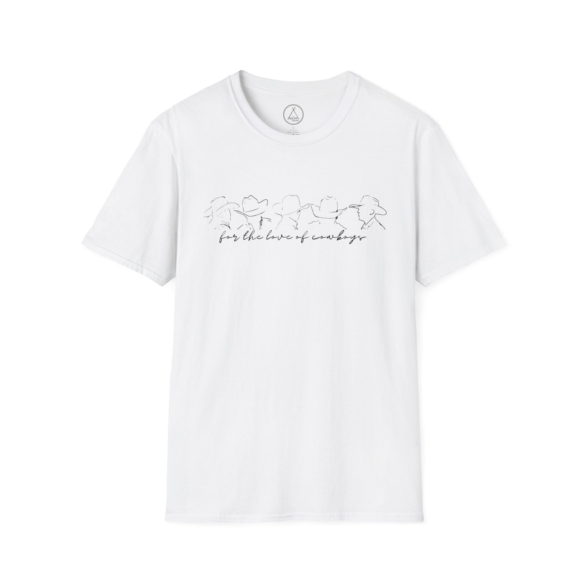 For The Love Of Cowboys tee with hand-drawn bird line art design
