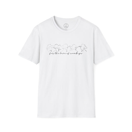 For The Love Of Cowboys tee with hand-drawn bird line art design