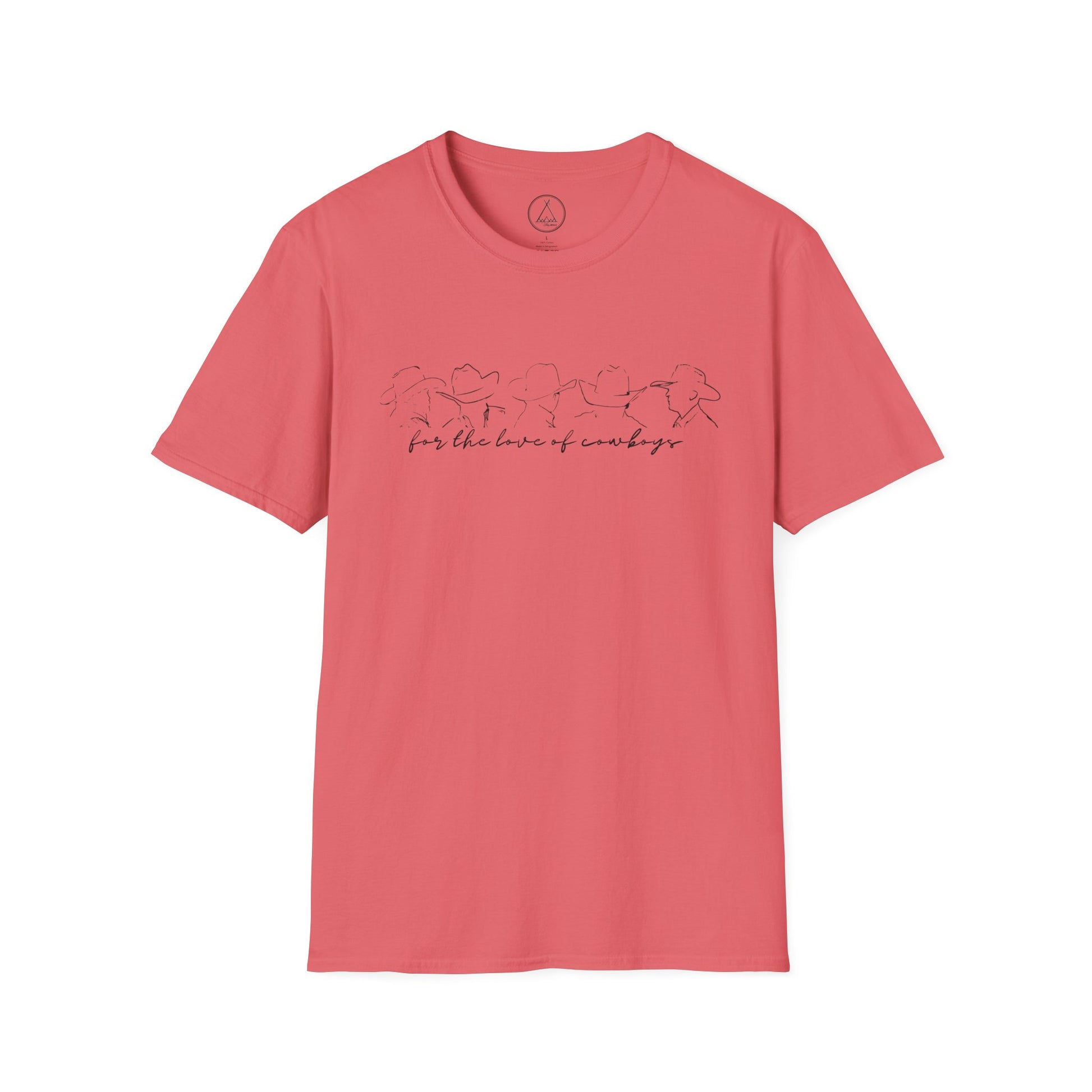 For The Love Of Cowboys tee with hand-drawn bird line art design