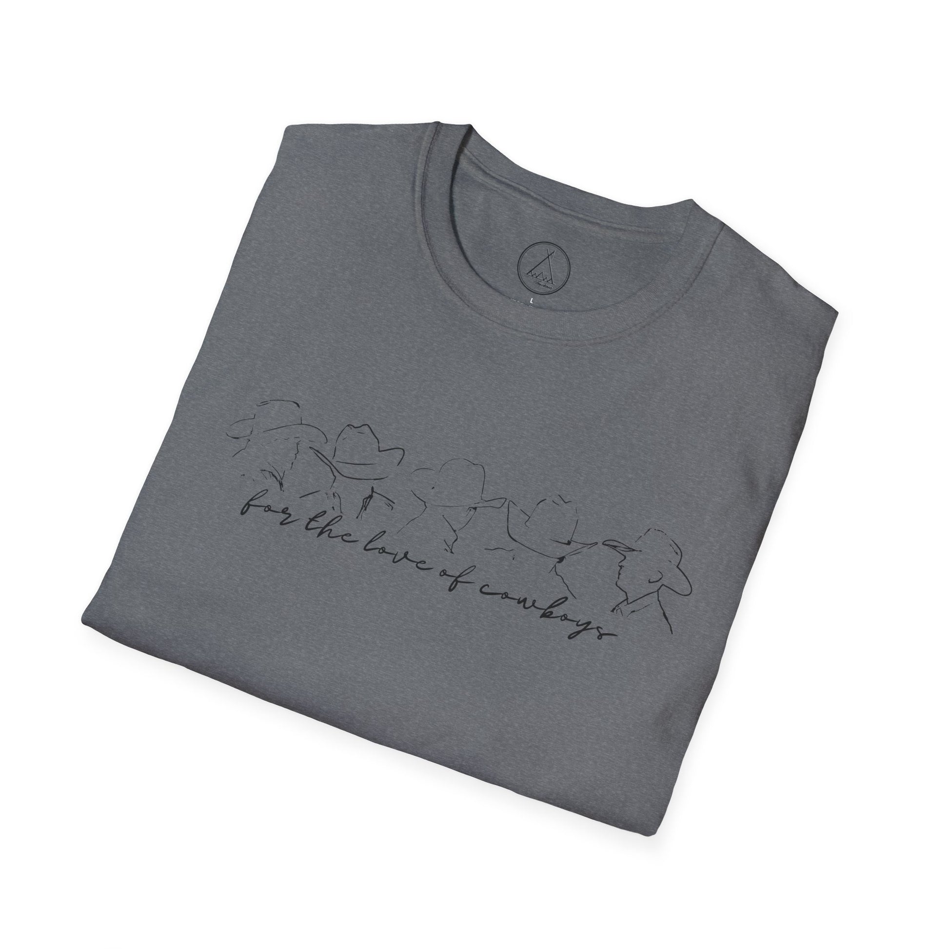 For The Love Of Cowboys tee with hand-drawn bird line art design