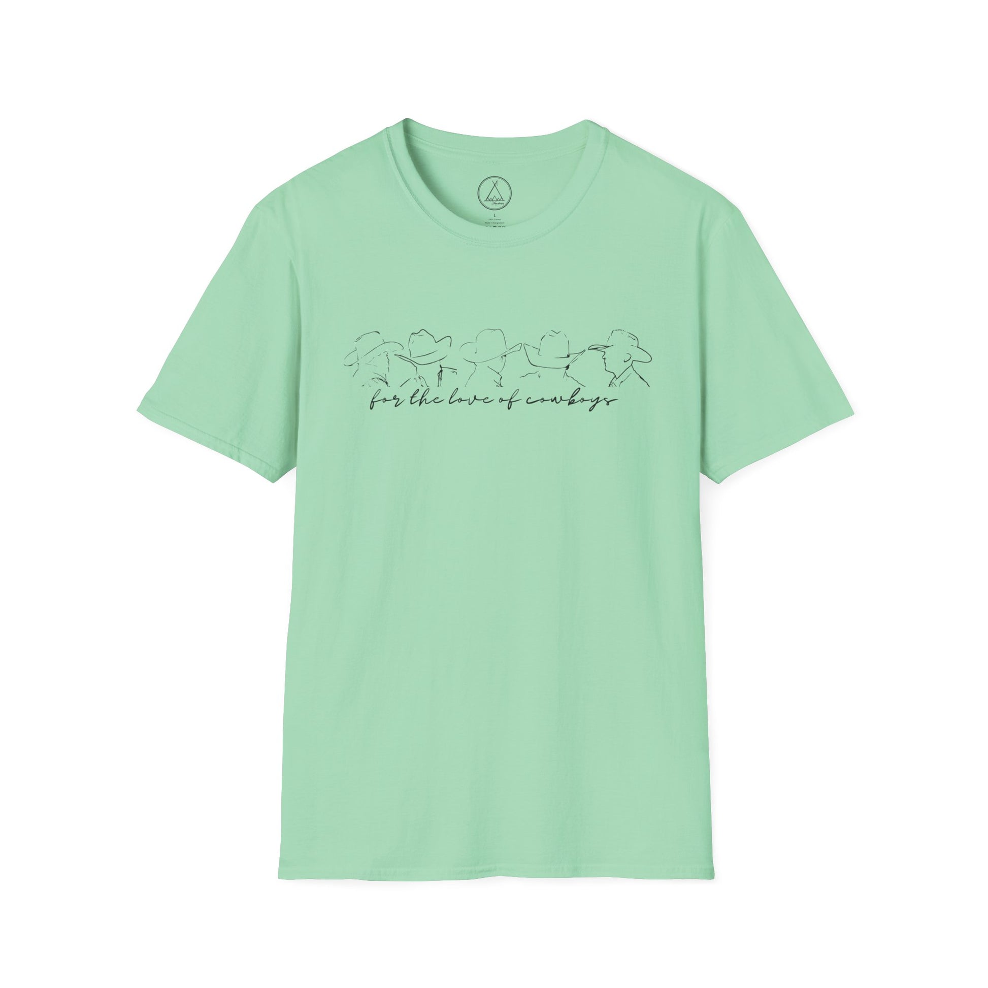 For The Love Of Cowboys tee with hand-drawn bird line art design