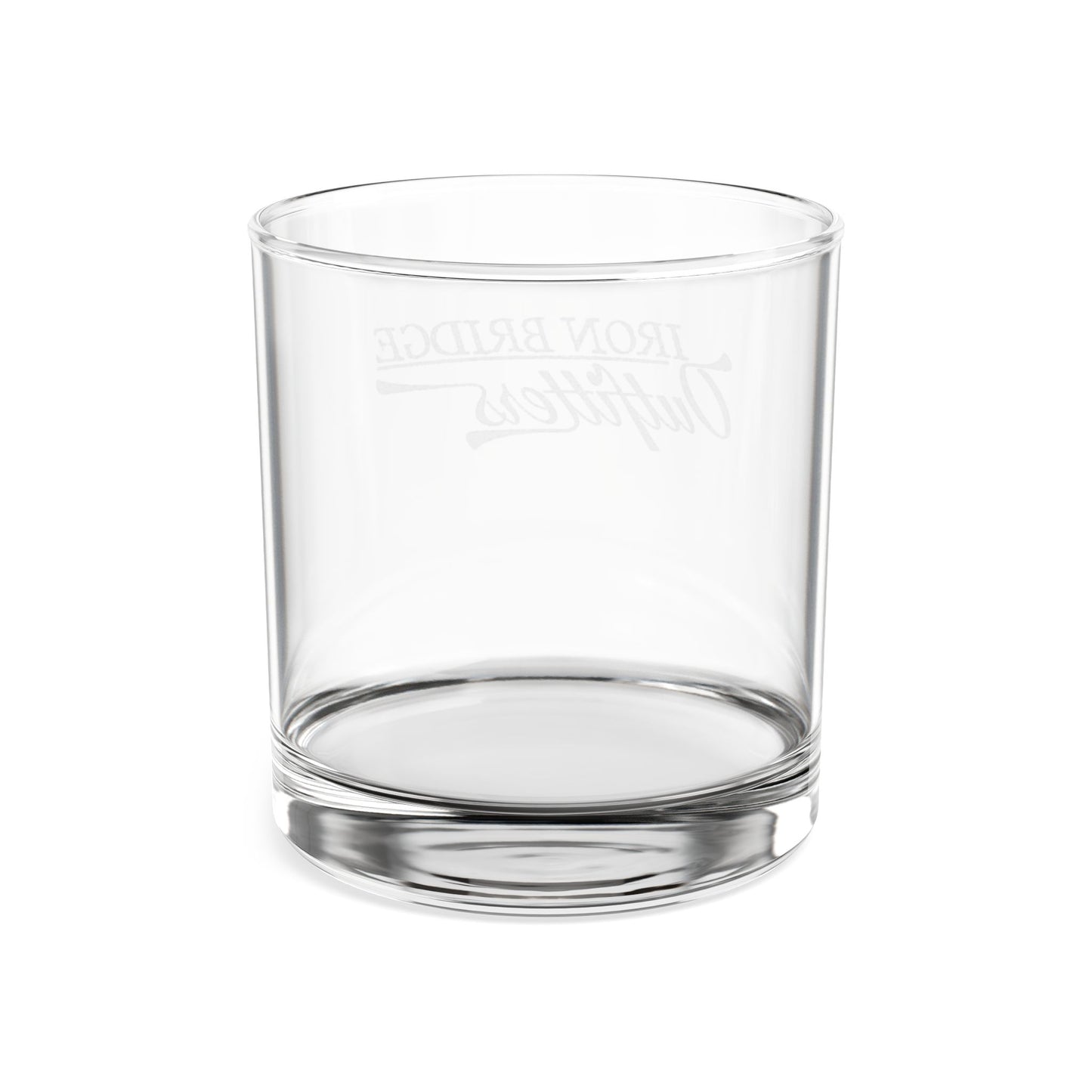 Iron Bridge Outfitters engraved whiskey rocks glass, 10.5oz