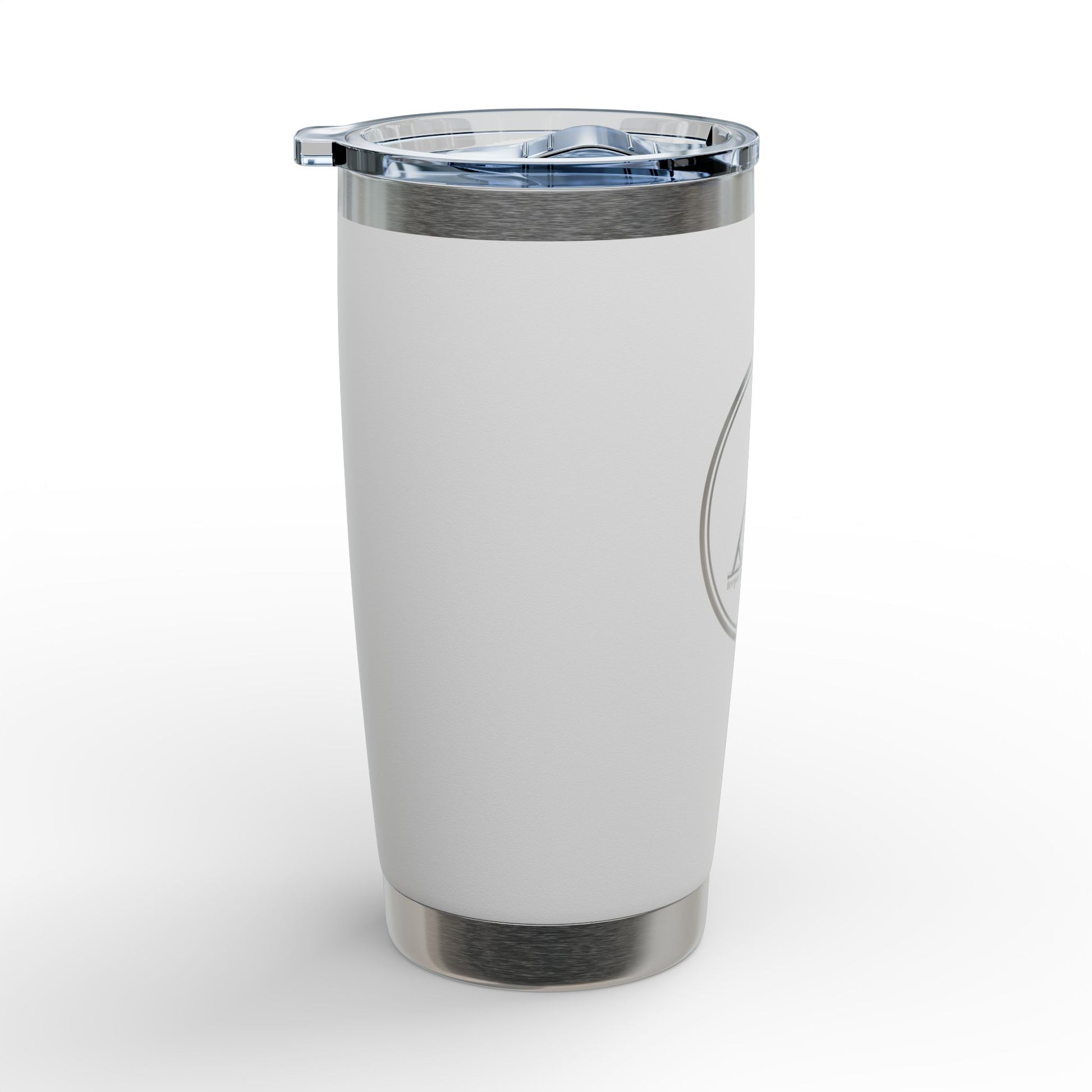 Teepee Design engraved stainless steel tumbler with mountain and tent emblem, 20oz