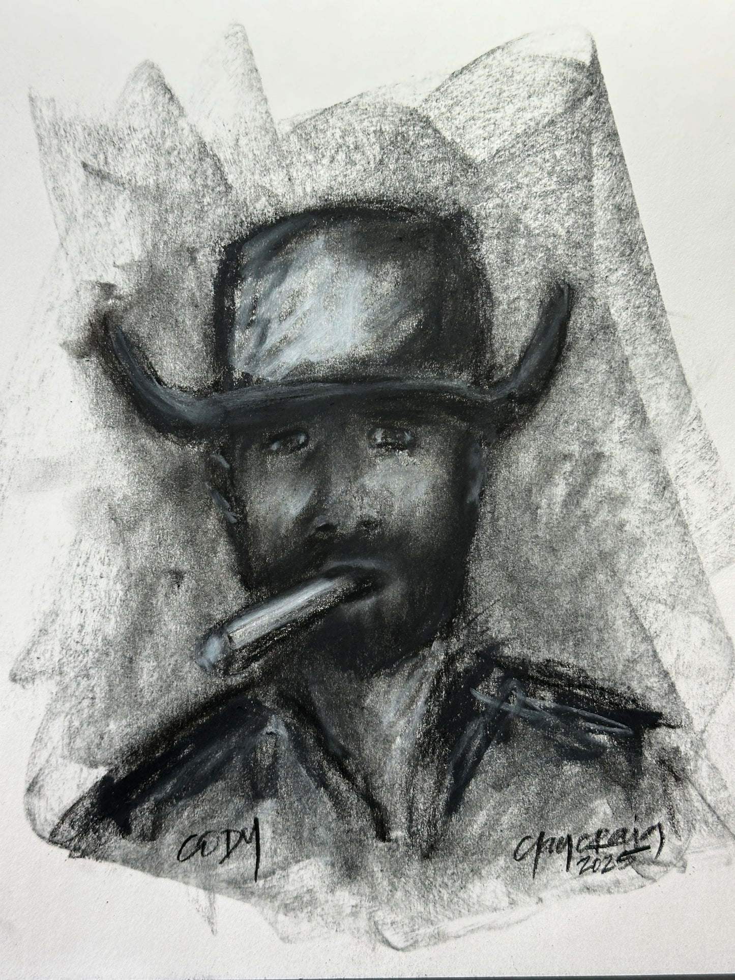 Custom charcoal portrait sketch example, additional sample