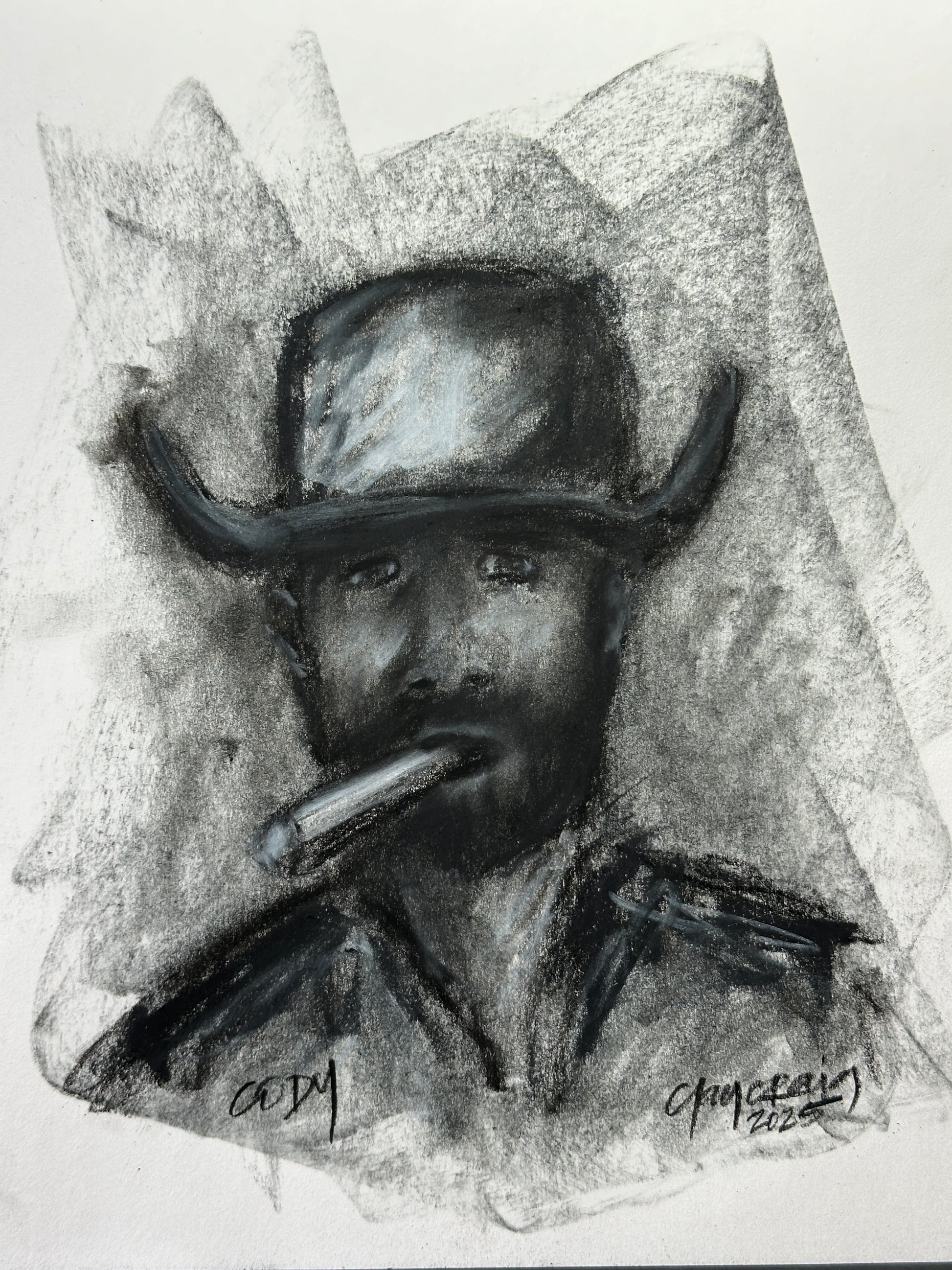 Custom charcoal portrait sketch example, additional sample