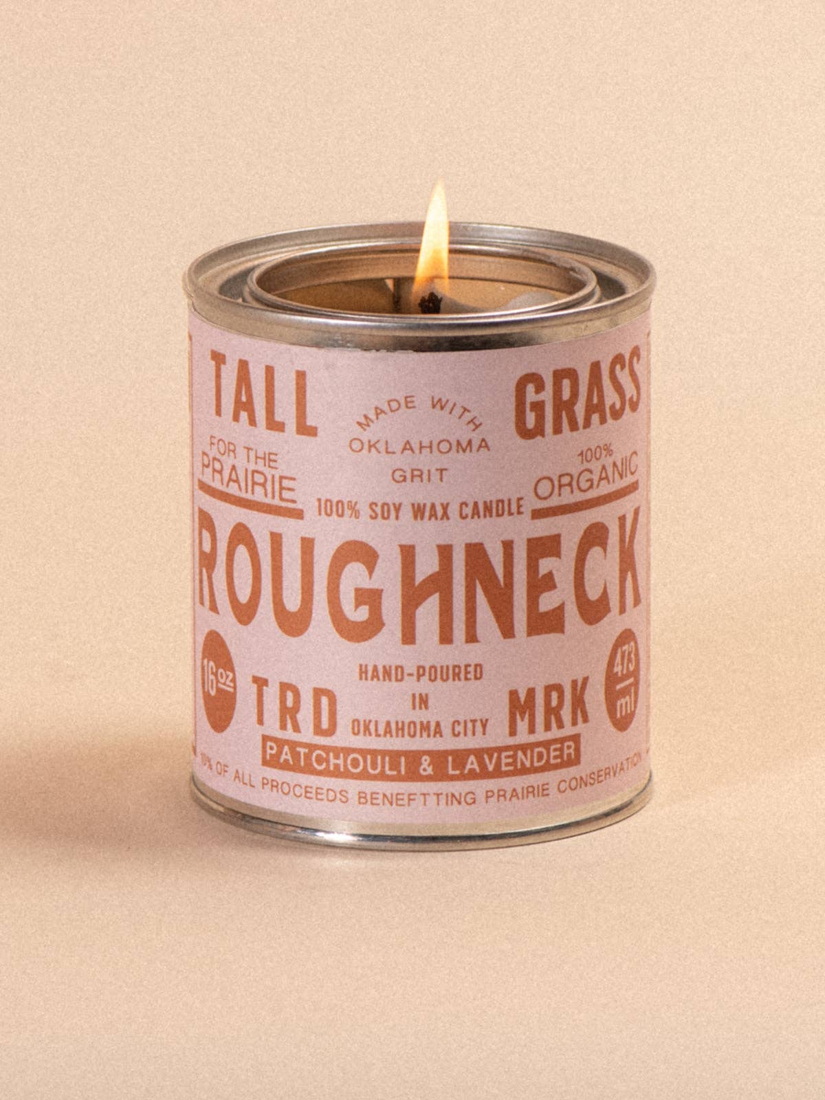 Roughneck Patchouli and Lavender soy candle, Tallgrass Supply Co