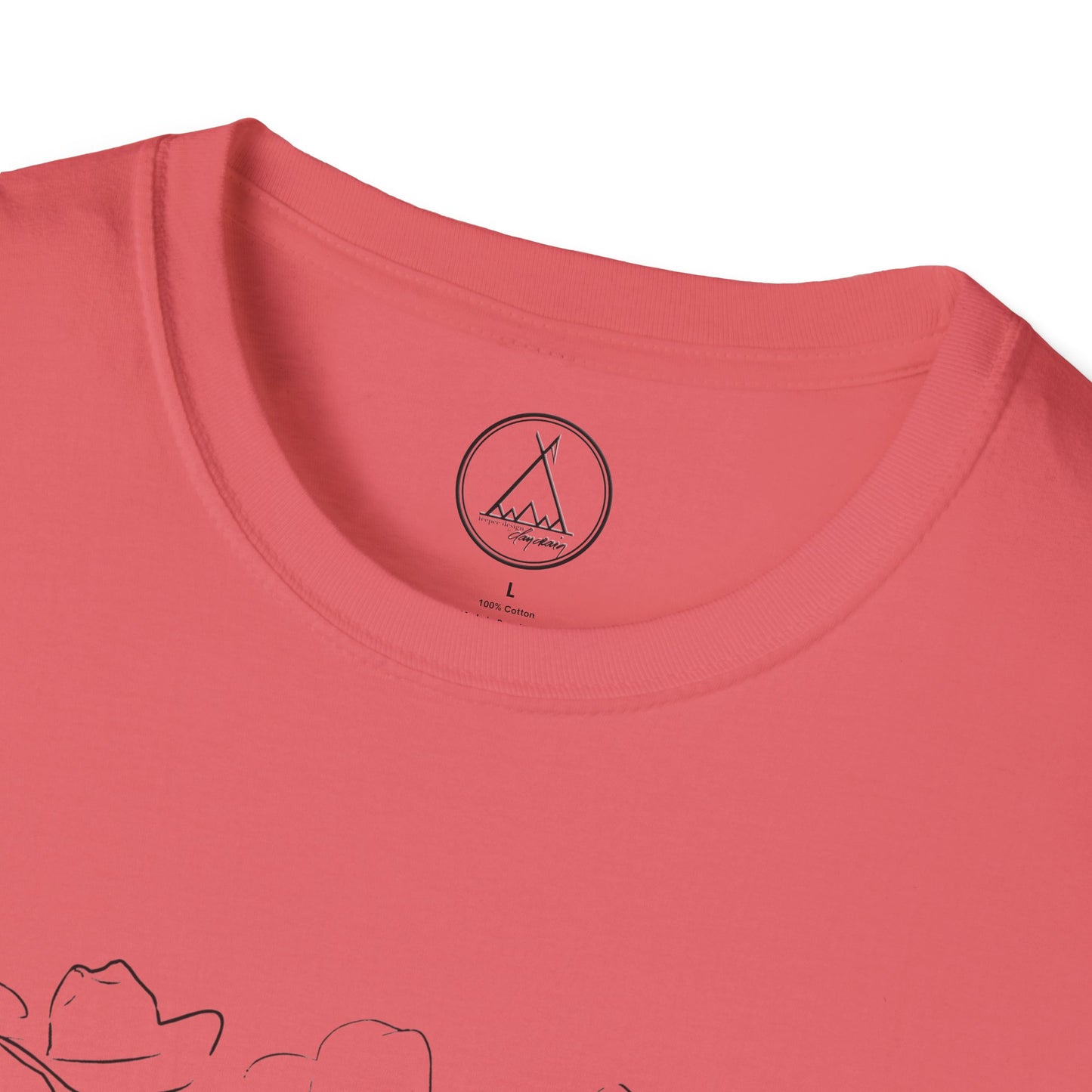 For The Love Of Cowboys tee with hand-drawn bird line art design