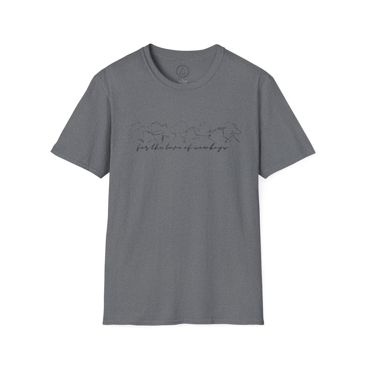 For The Love Of Cowboys tee with hand-drawn bird line art design