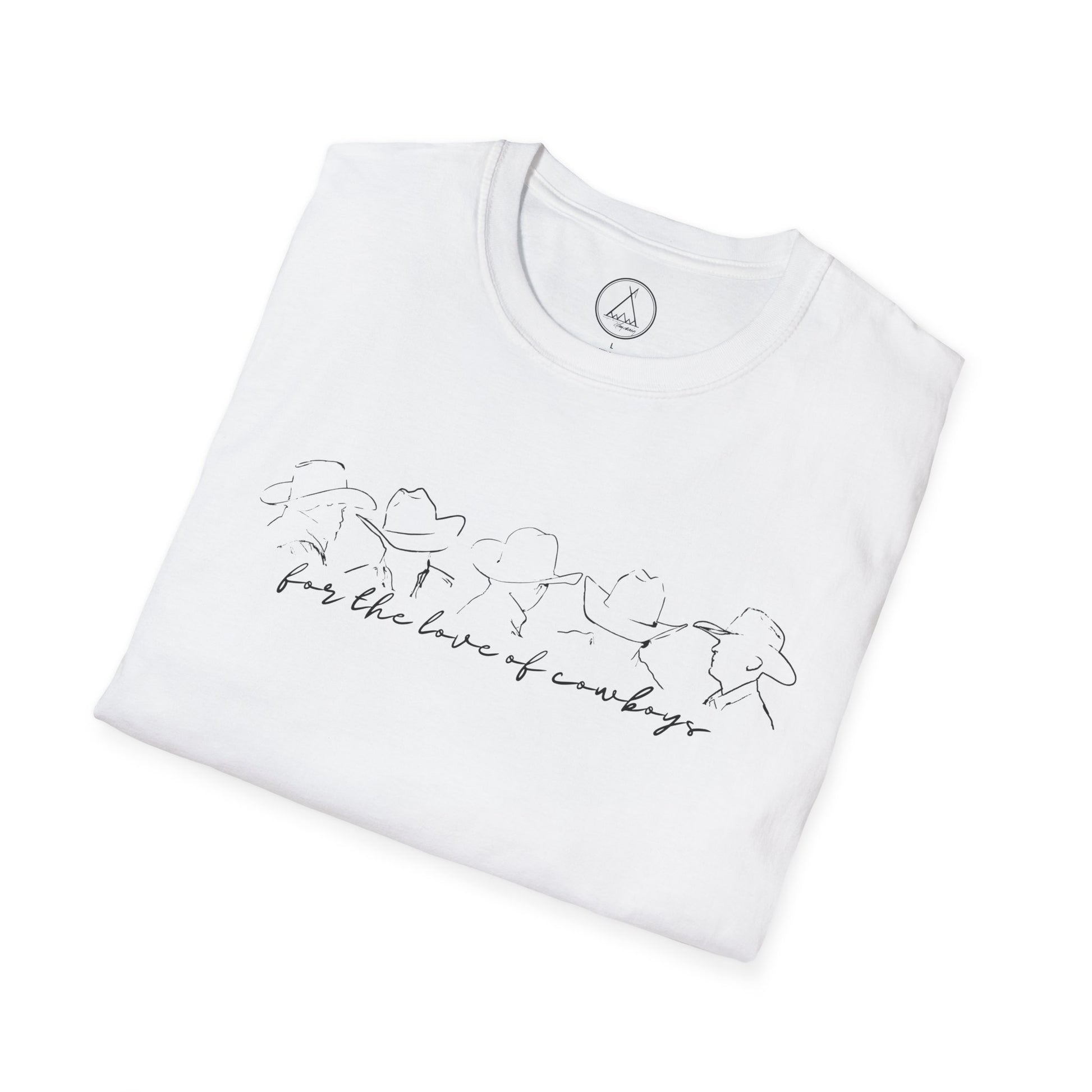 For The Love Of Cowboys tee with hand-drawn bird line art design