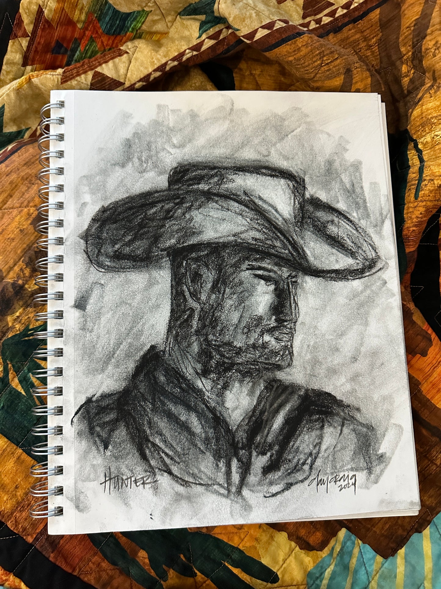 Custom charcoal portrait sketch example, additional sample