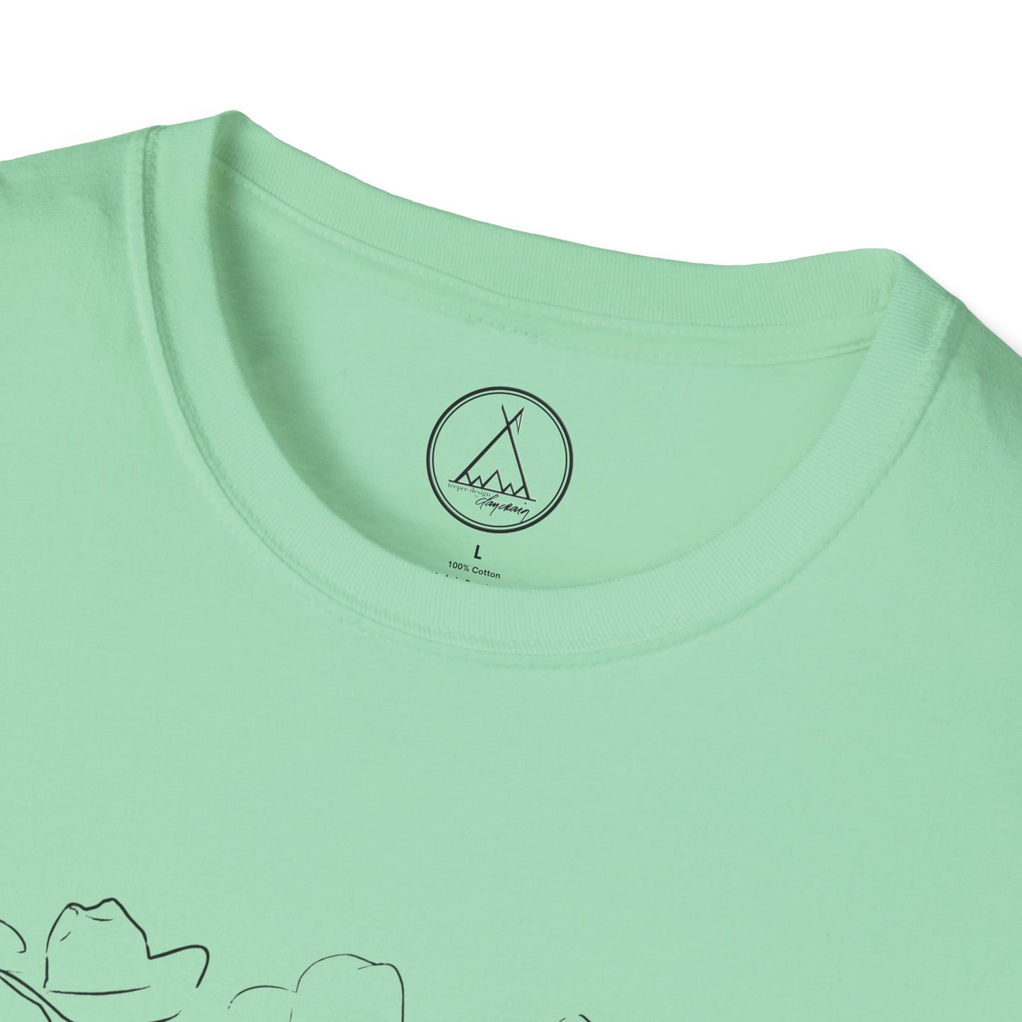 For The Love Of Cowboys tee with hand-drawn bird line art design