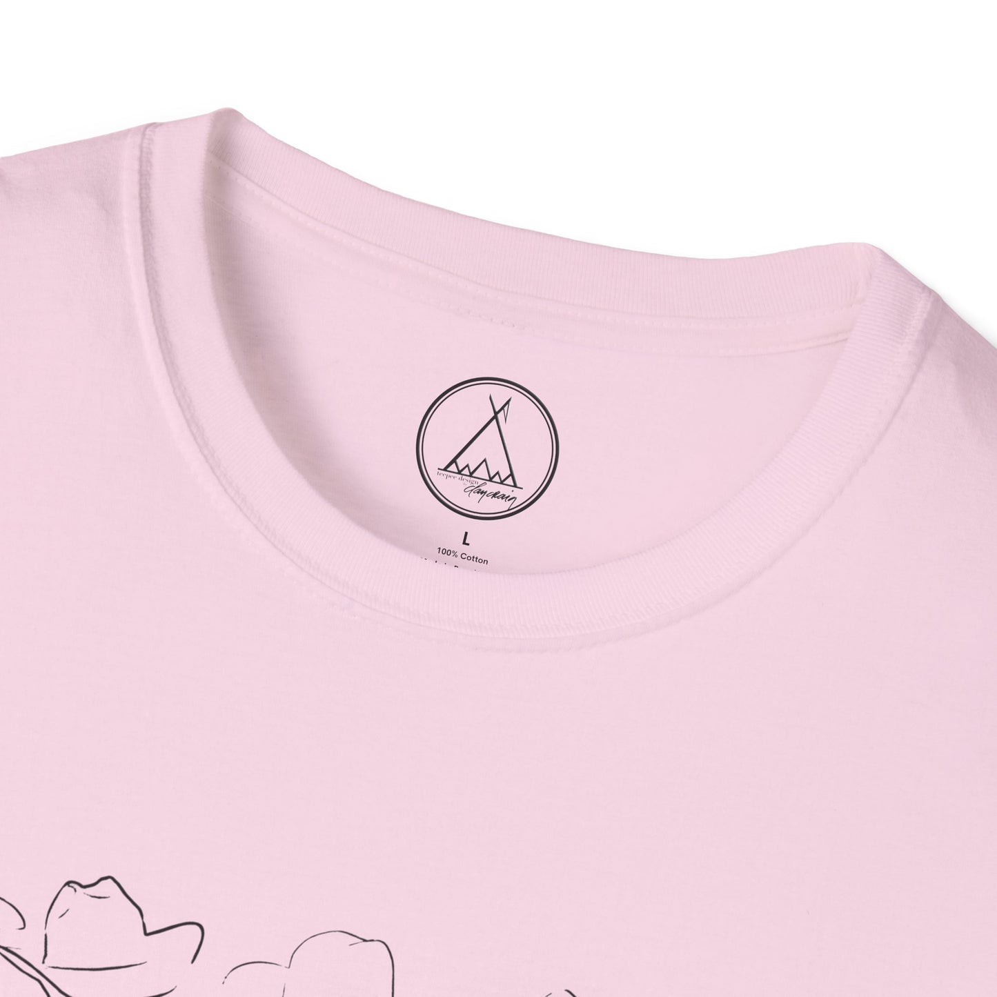 For The Love Of Cowboys tee with hand-drawn bird line art design