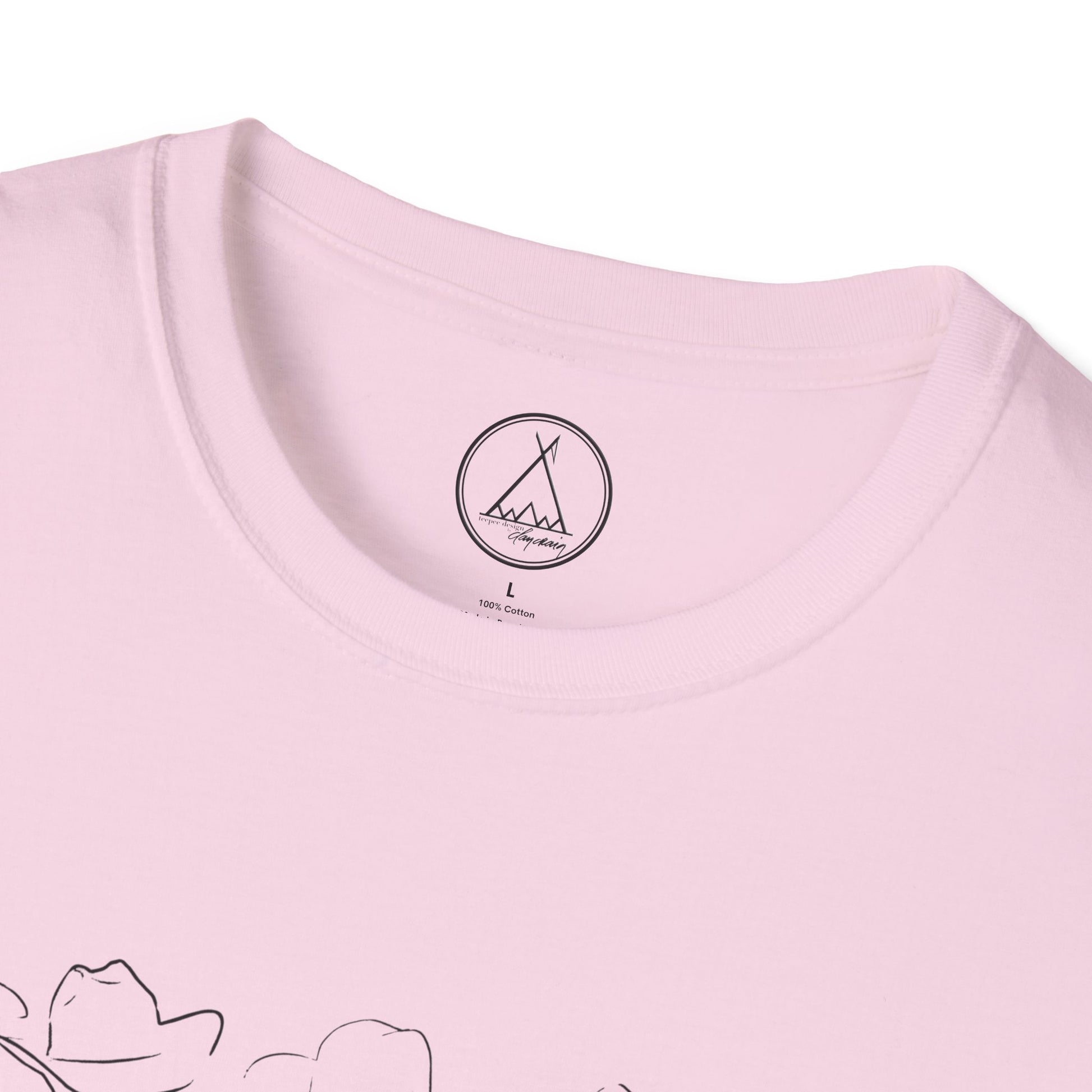 For The Love Of Cowboys tee with hand-drawn bird line art design