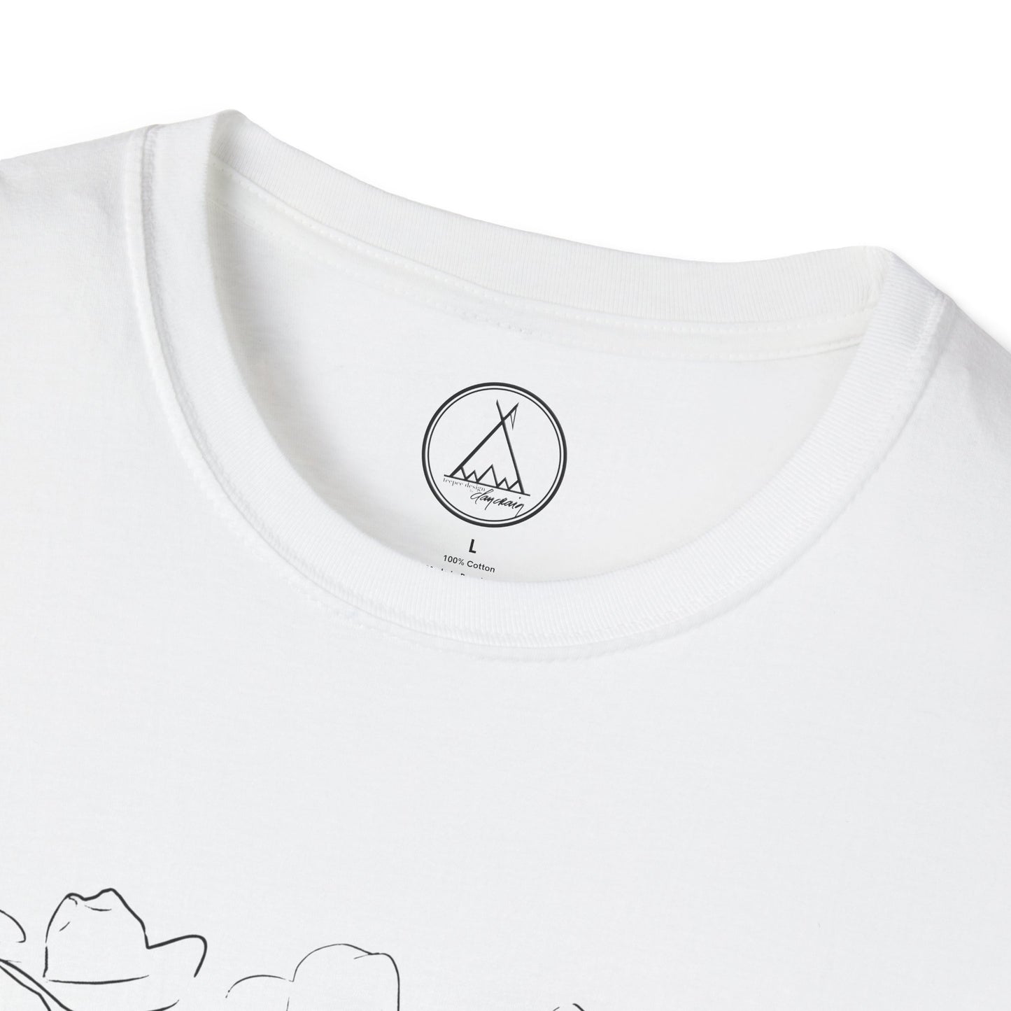 For The Love Of Cowboys tee with hand-drawn bird line art design