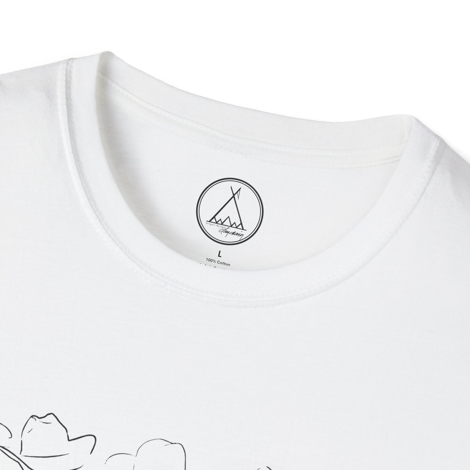 For The Love Of Cowboys tee with hand-drawn bird line art design