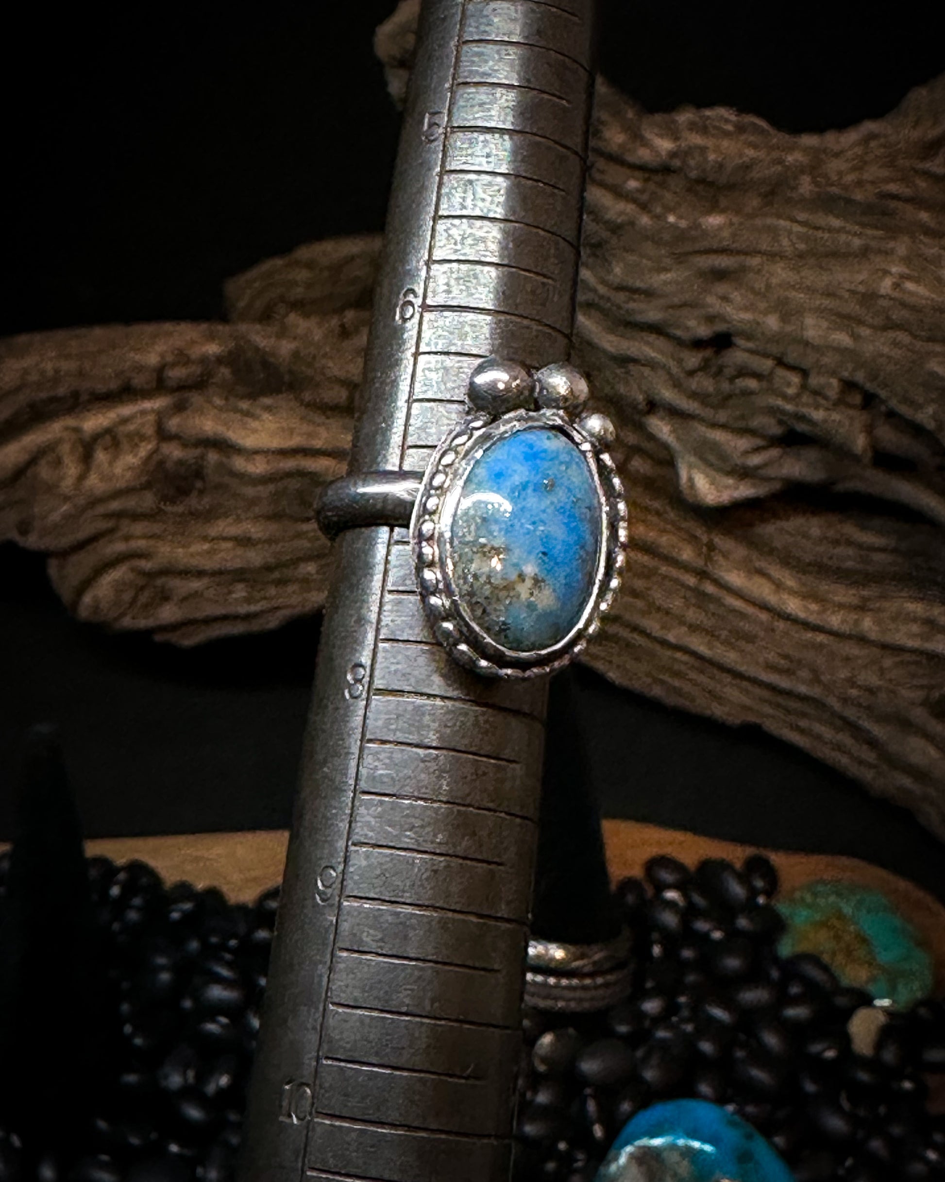 Denim lapis ring, size 7, handmade western jewelry