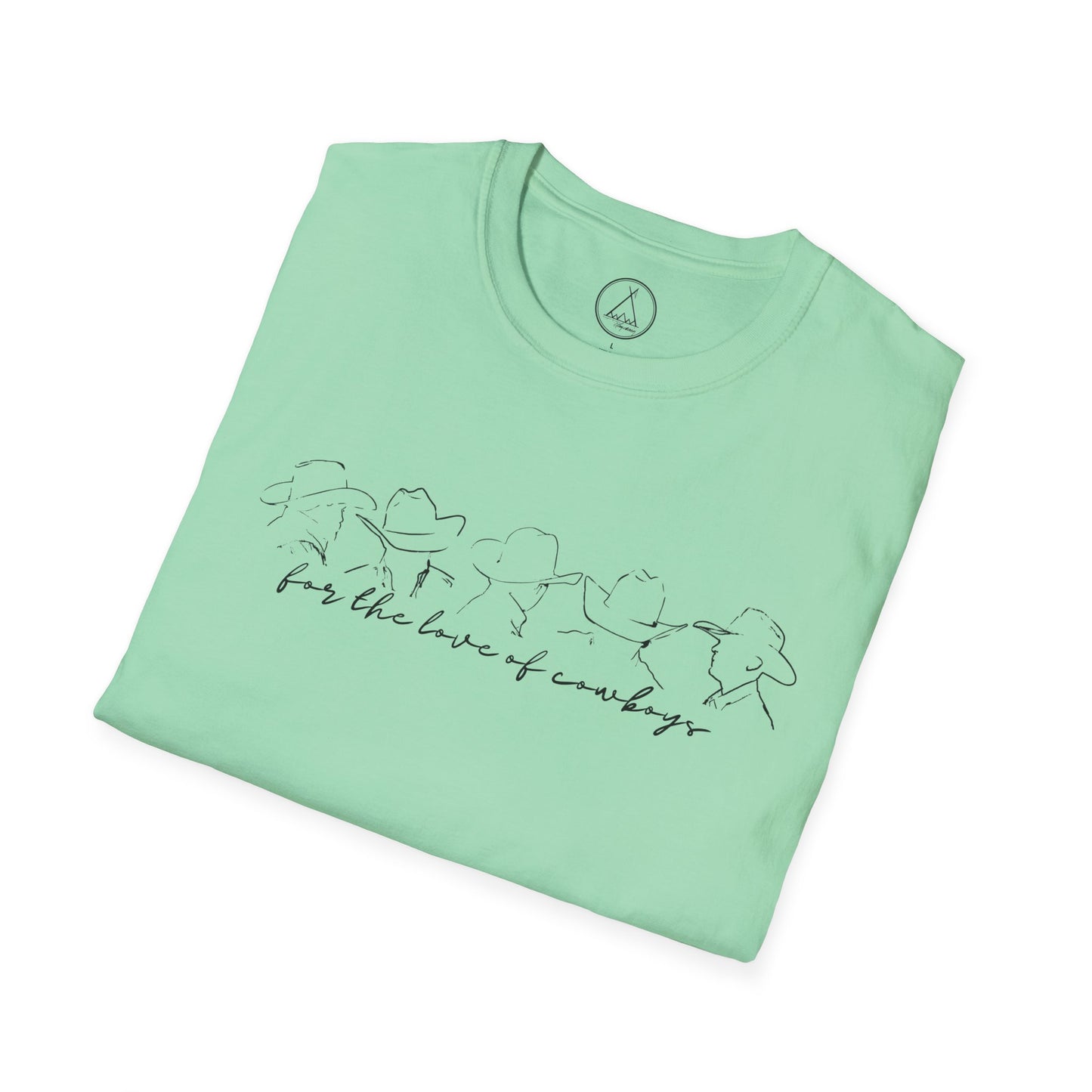 For The Love Of Cowboys tee with hand-drawn bird line art design
