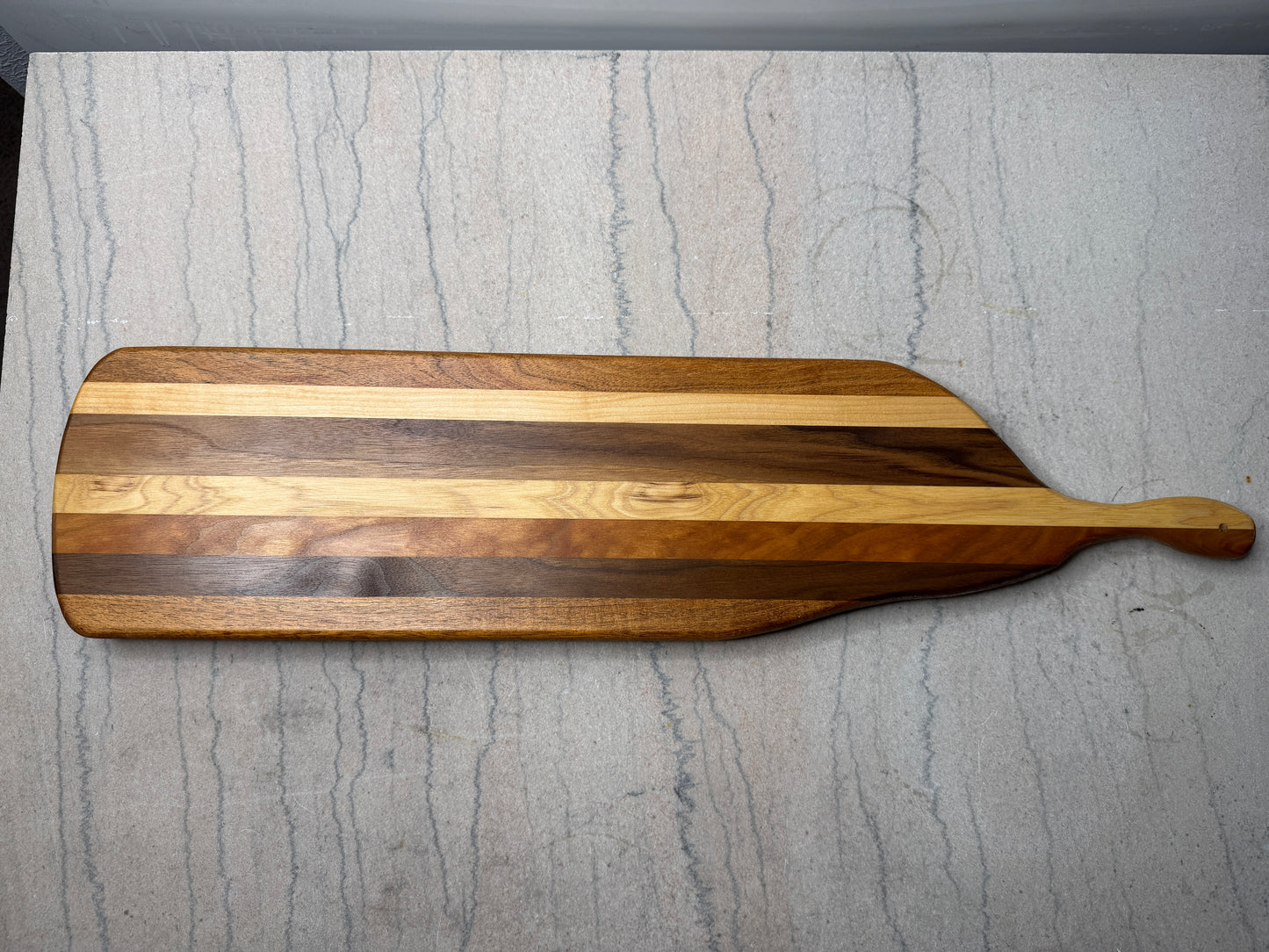 Striped wood serving board, handmade