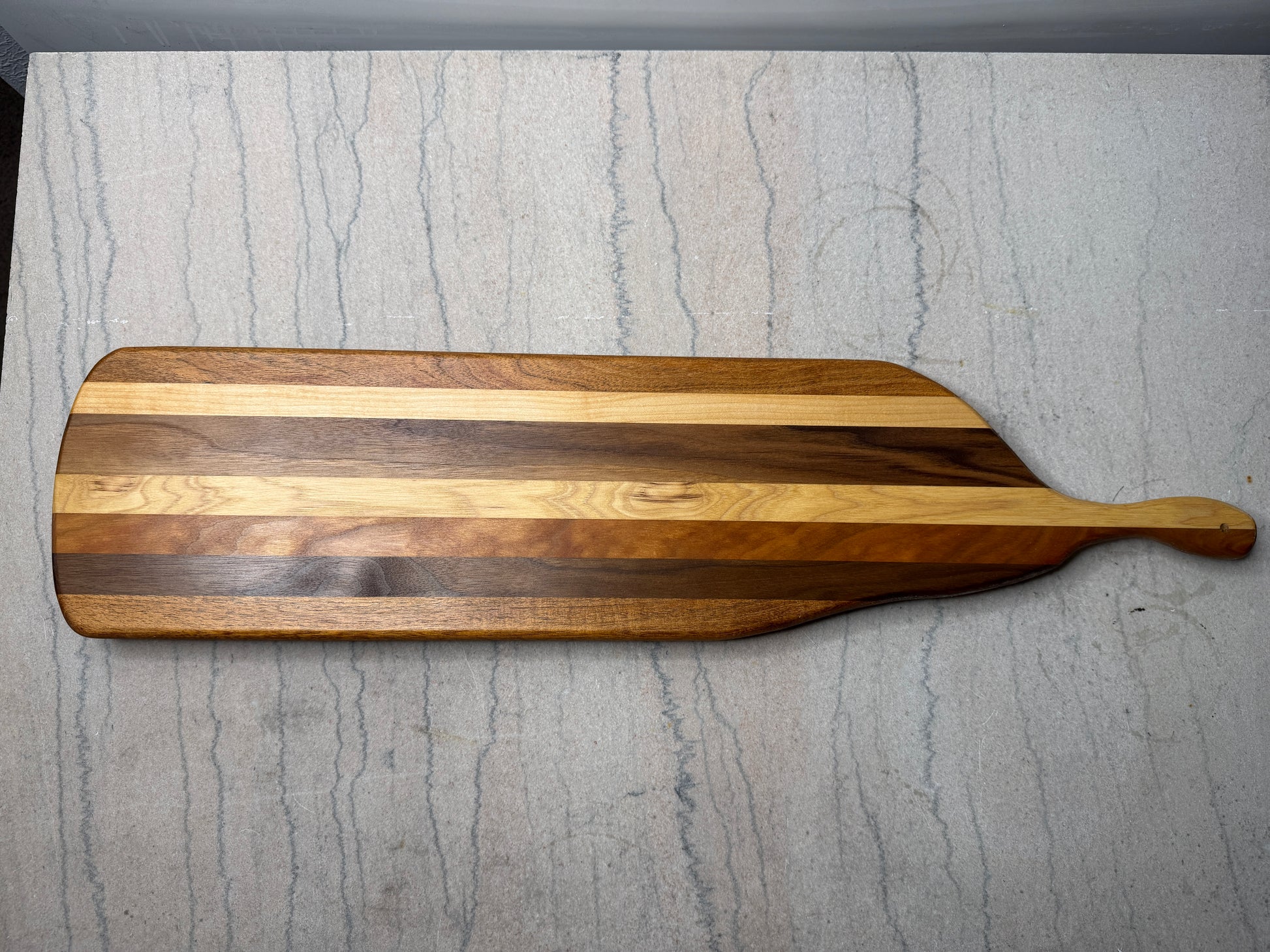 Striped wood serving board, handmade