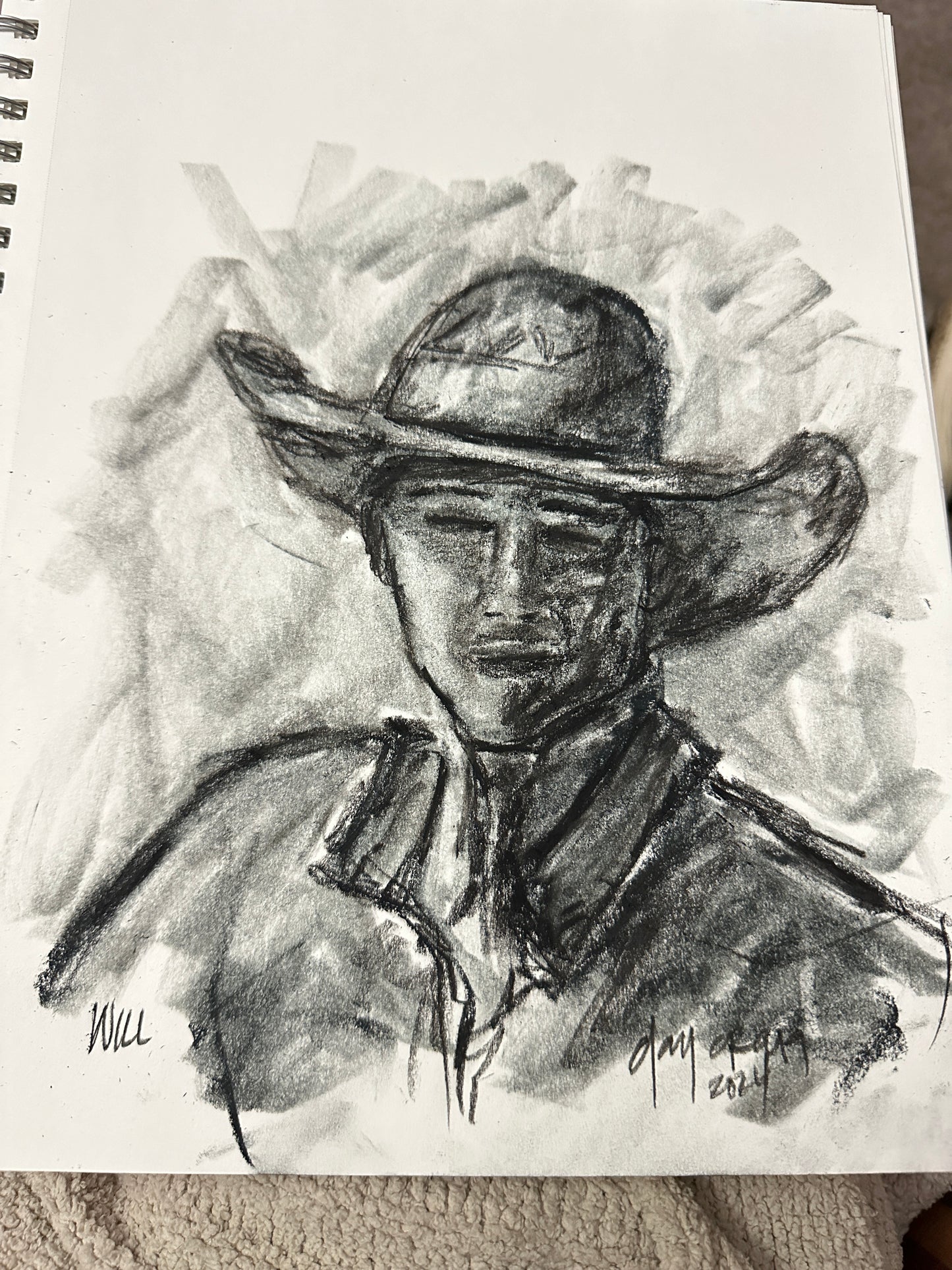 Custom charcoal portrait sketch example, additional sample