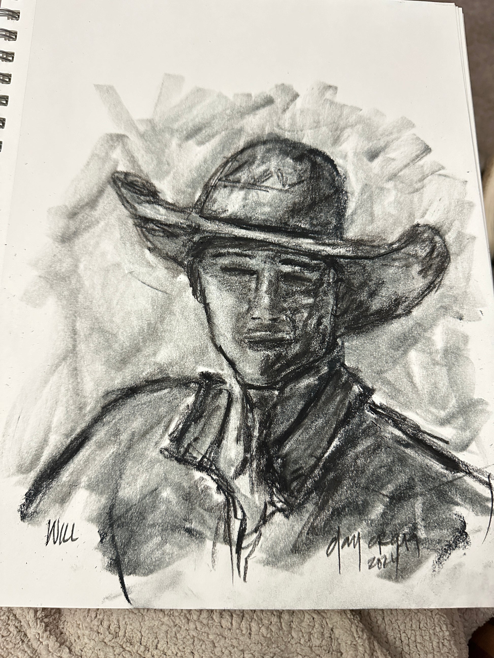 Custom charcoal portrait sketch example, additional sample