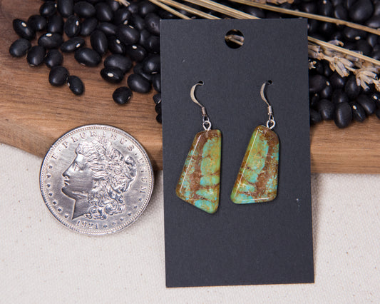 Medium slab earrings with natural stone cabochon, by Al Zuni