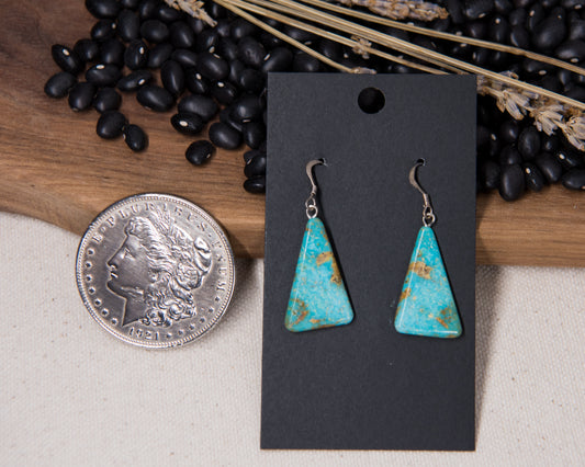 Medium slab earrings with natural stone cabochon, by Al Zuni