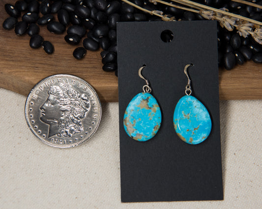 Medium slab earrings with natural stone cabochon, by Al Zuni