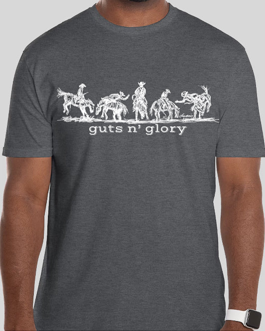 Wild Rodeo Collection Guts N' Glory Broncs T-shirt, heather grey