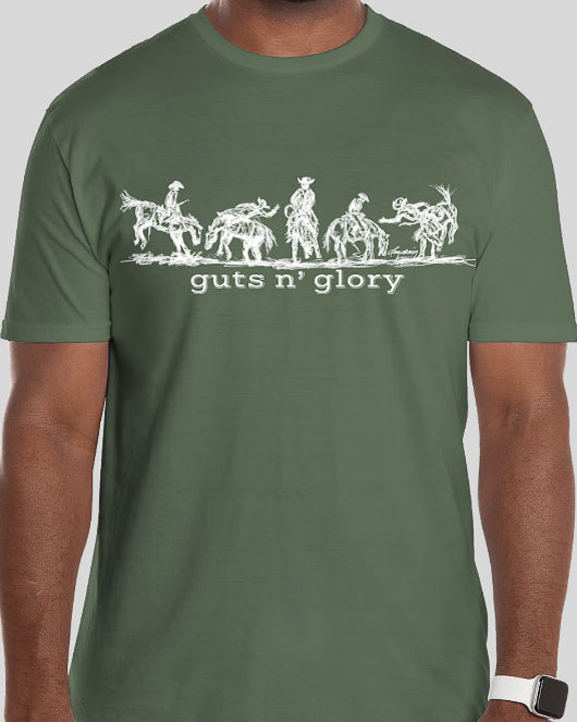 Wild Rodeo Collection Guts N' Glory Broncs T-shirt, military green