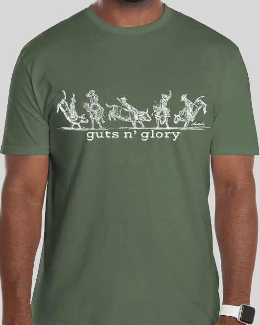 Wild Rodeo Collection Guts N' Glory Bulls T-shirt, military green
