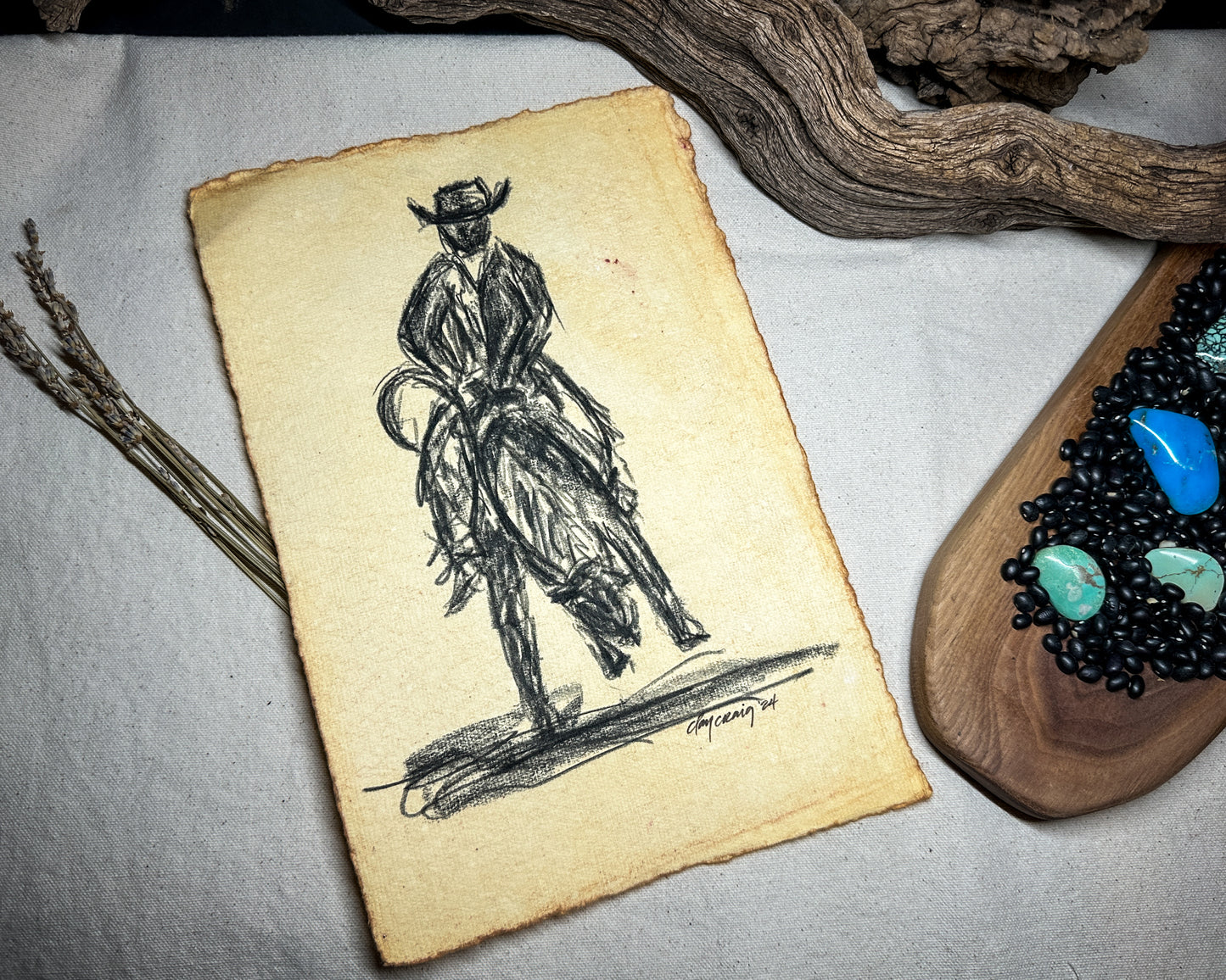 Wild Rodeo Collection Bronc 1, original charcoal sketch
