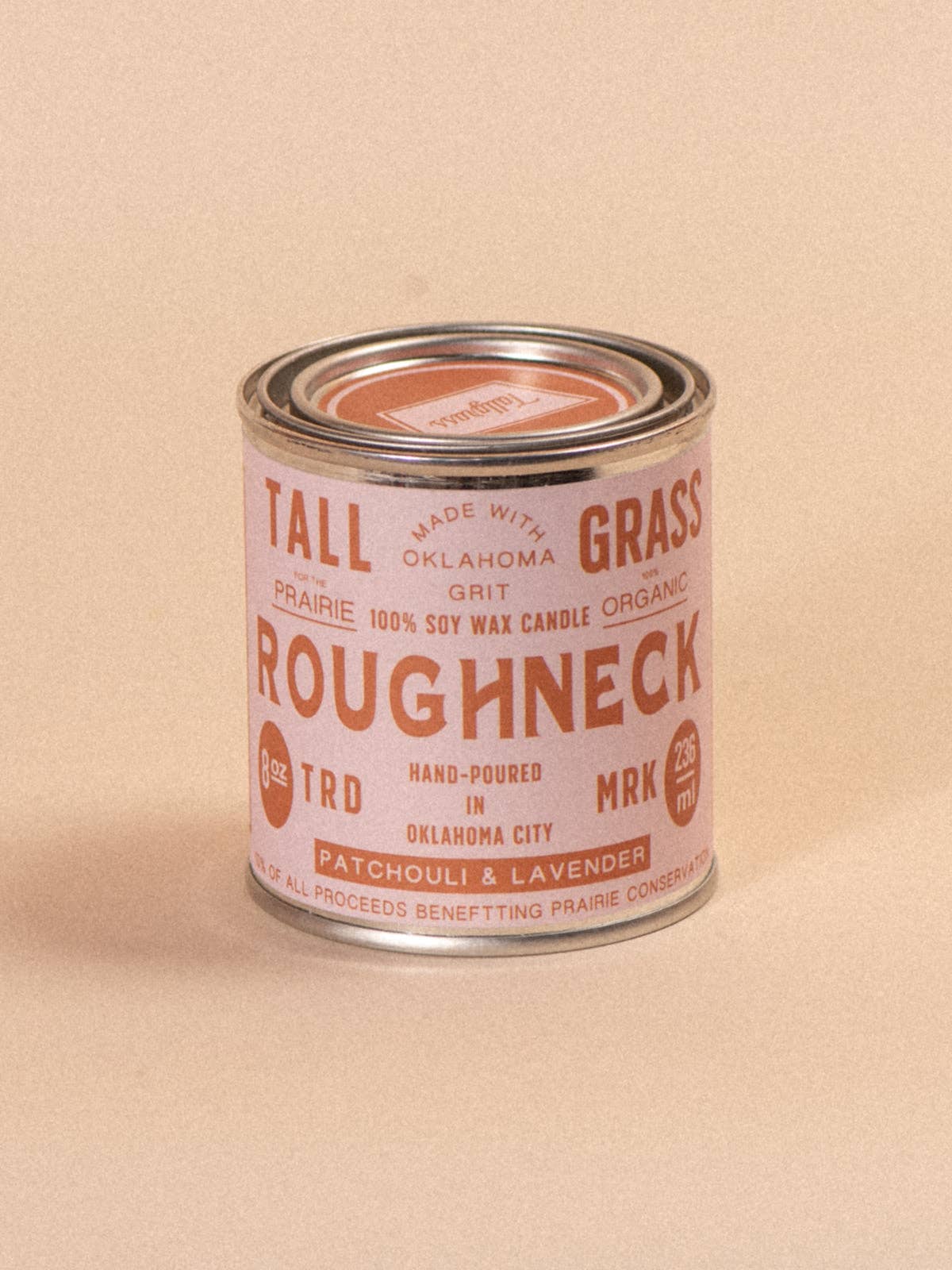 Roughneck soy candle, detail view