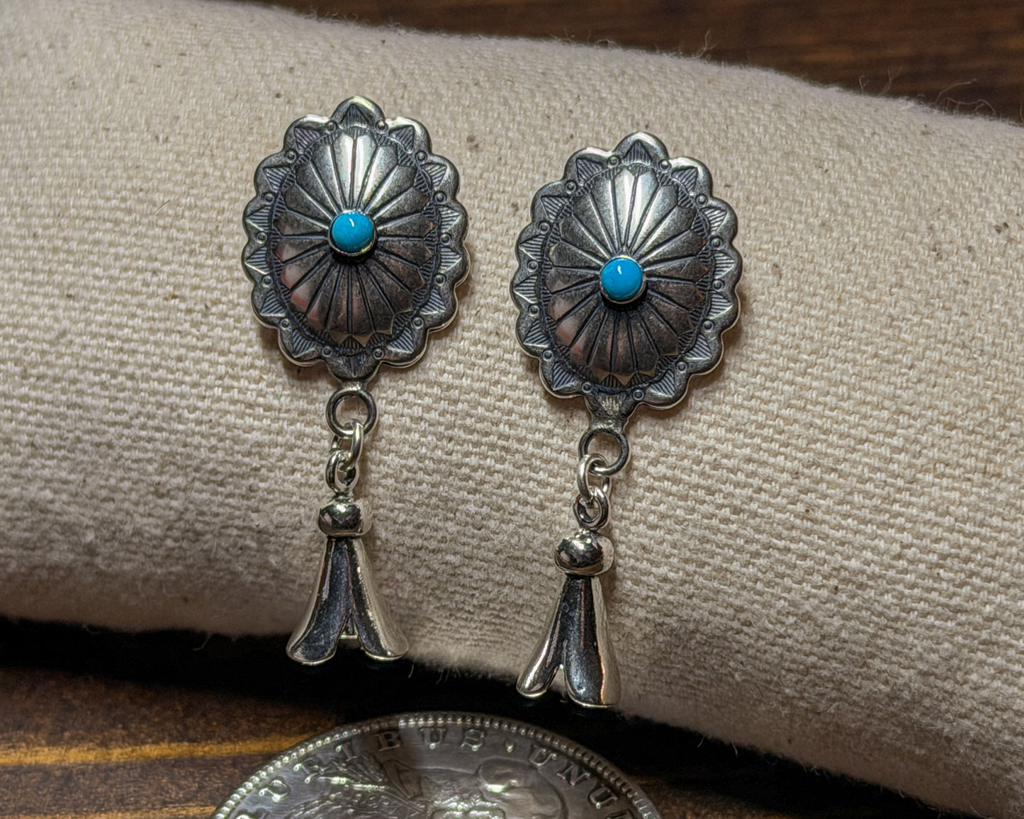 Sterling Silver Stamped Earrings with Blossom