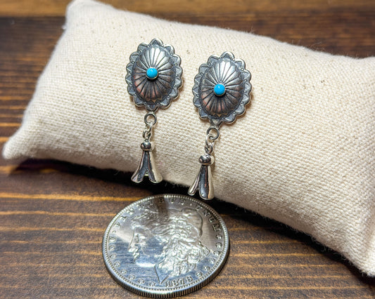 Sterling Silver Stamped Earrings with Blossom
