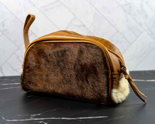 Cowhide leather Dopp kit travel bag