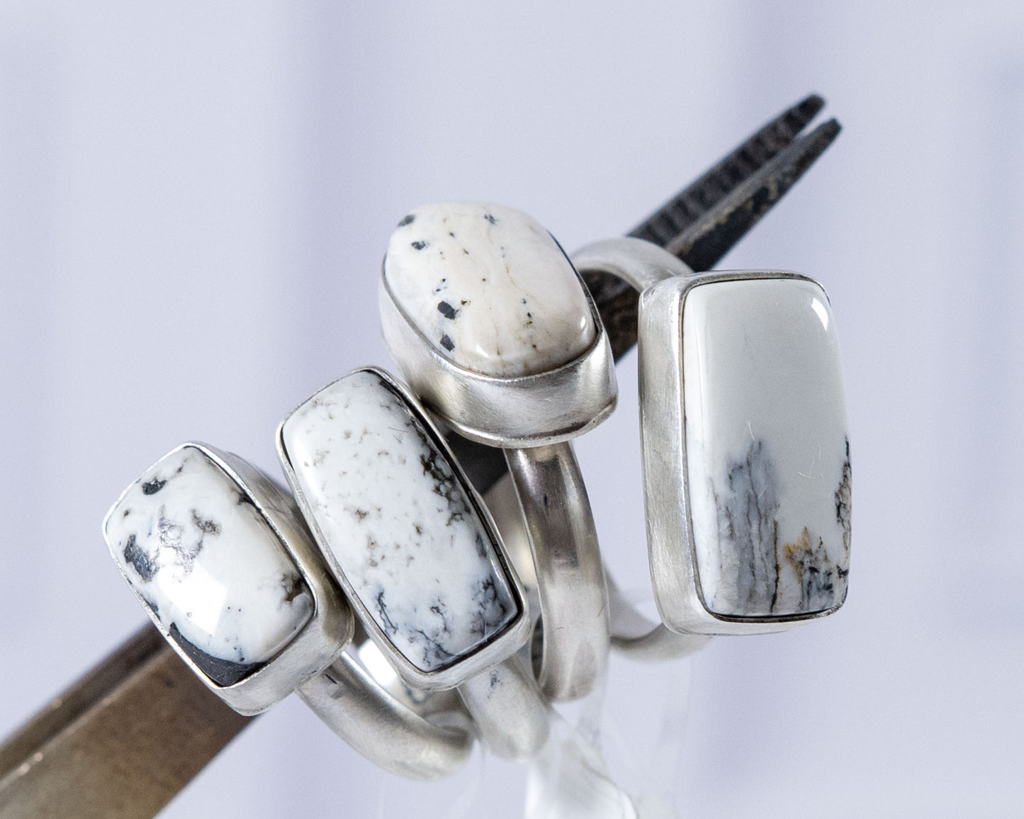 Black and white stacker ring by P. Yazzie