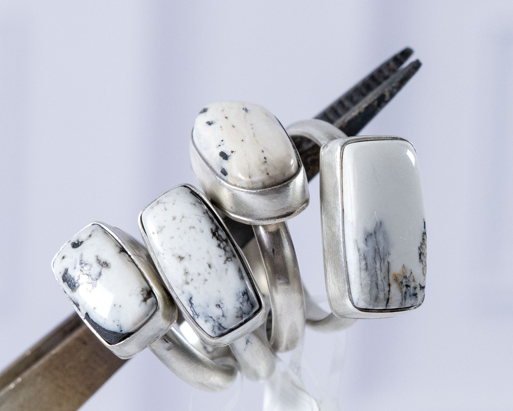 Black and white stacker ring by P. Yazzie