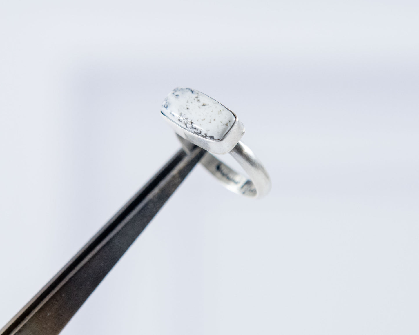 Black and white stacker ring by P. Yazzie, additional view