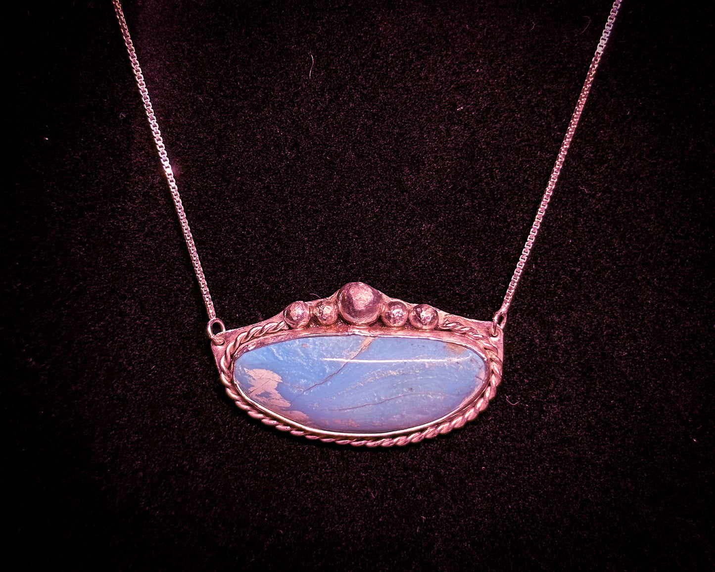 Turquoise bar pendant on a sterling silver box chain, Heritage Stones Collection